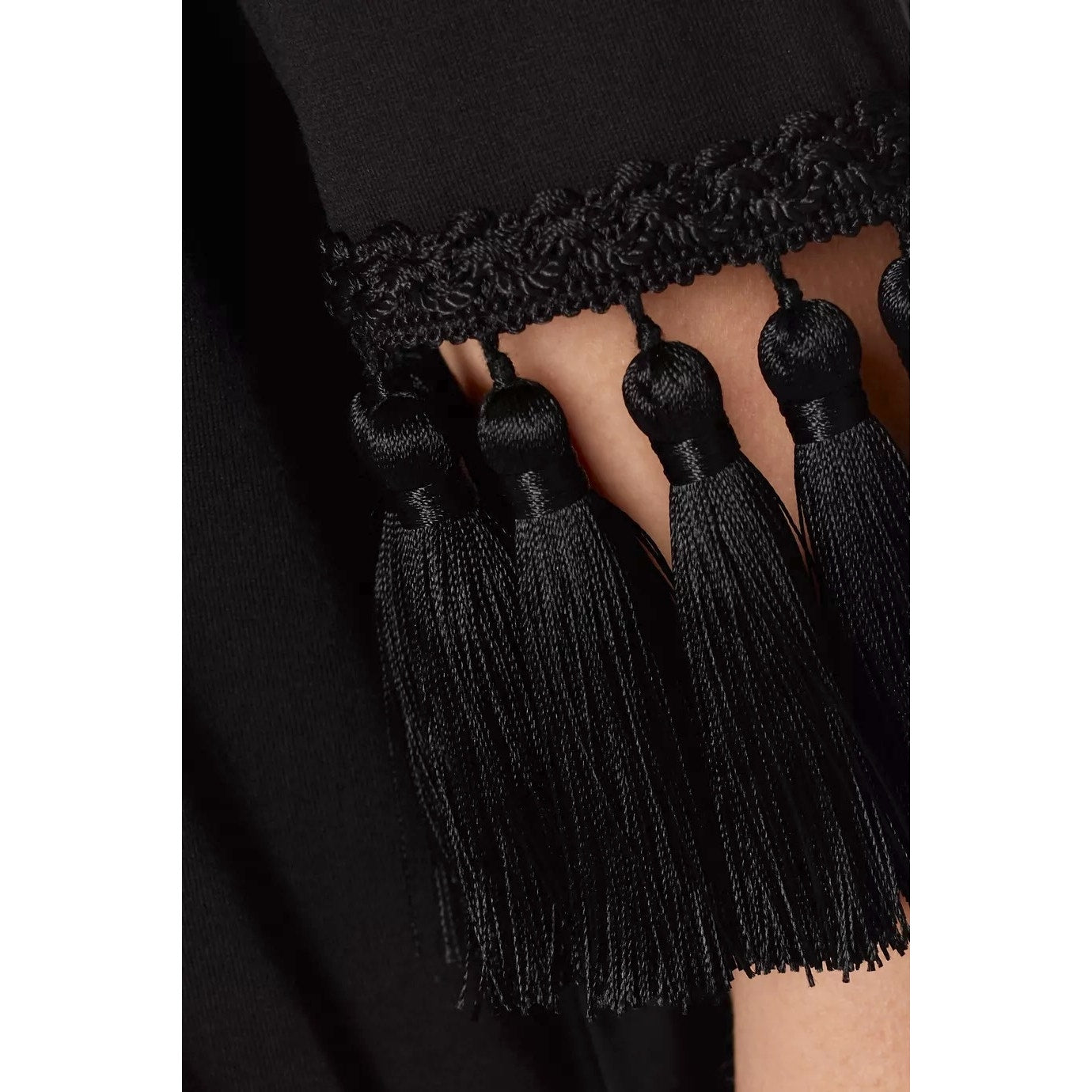 NWT Dolce & Gabbana Black Tassel Trimmings Jersey T-Shirt IT 38 XS