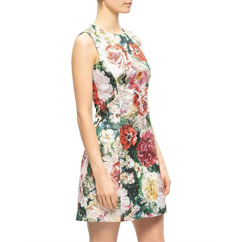 NWT DOLCE & GABBANA Metallic Floral-Print Cotton-Blend Brocade Mini Dress