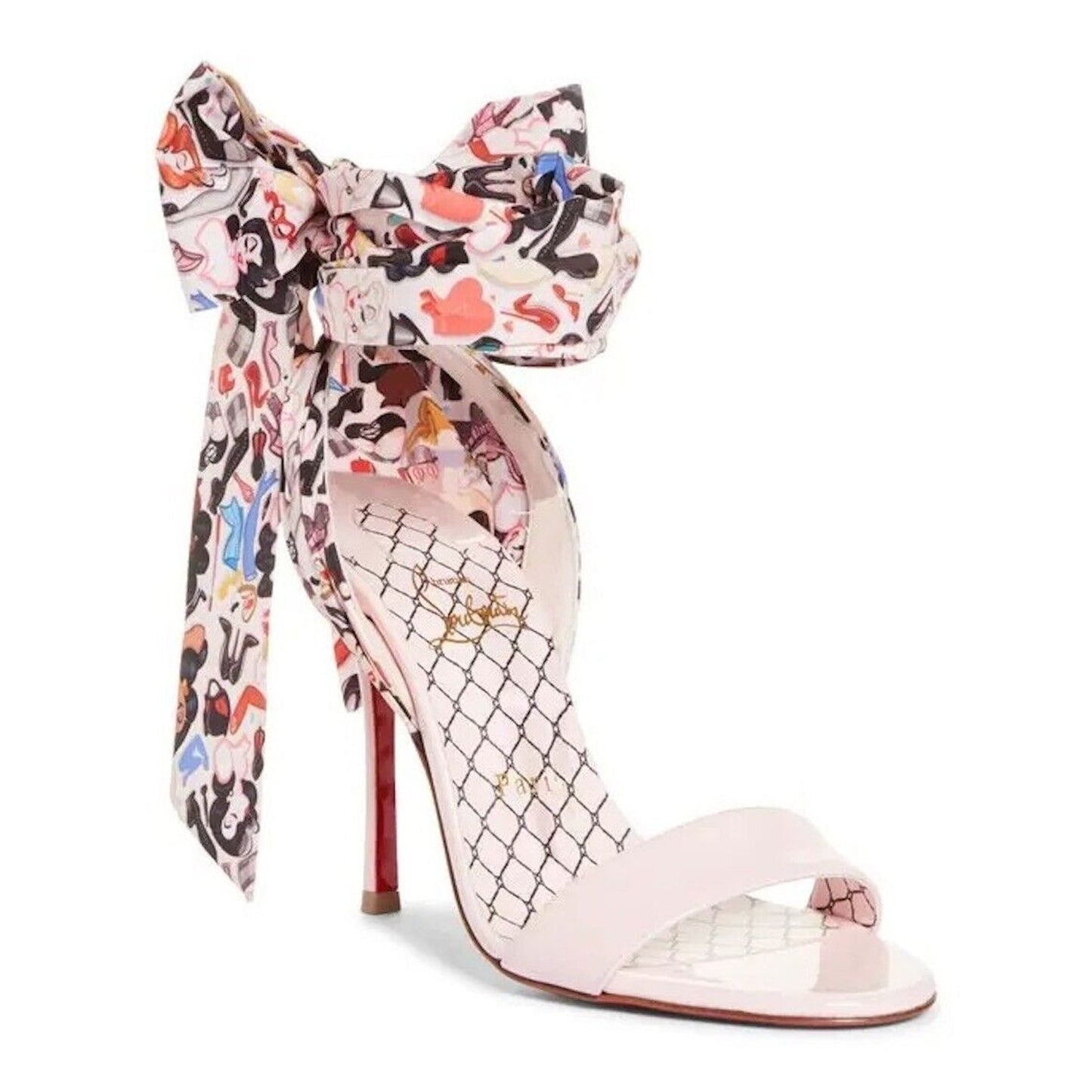 CHRISTIAN LOUBOUTIN Fetish Du Desert Dr Bored Pinup Ankle Tie Sandals Pink