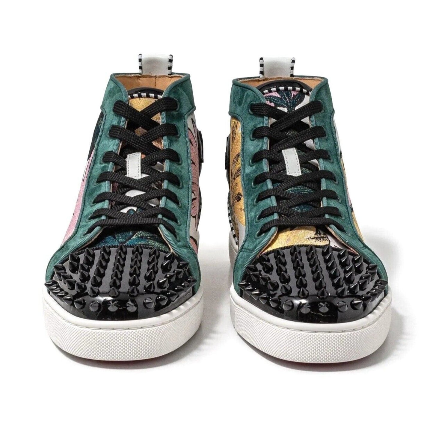Christian Louboutin Lou Spikes Orlato Hanabi Floral Hi-Top Sneakers