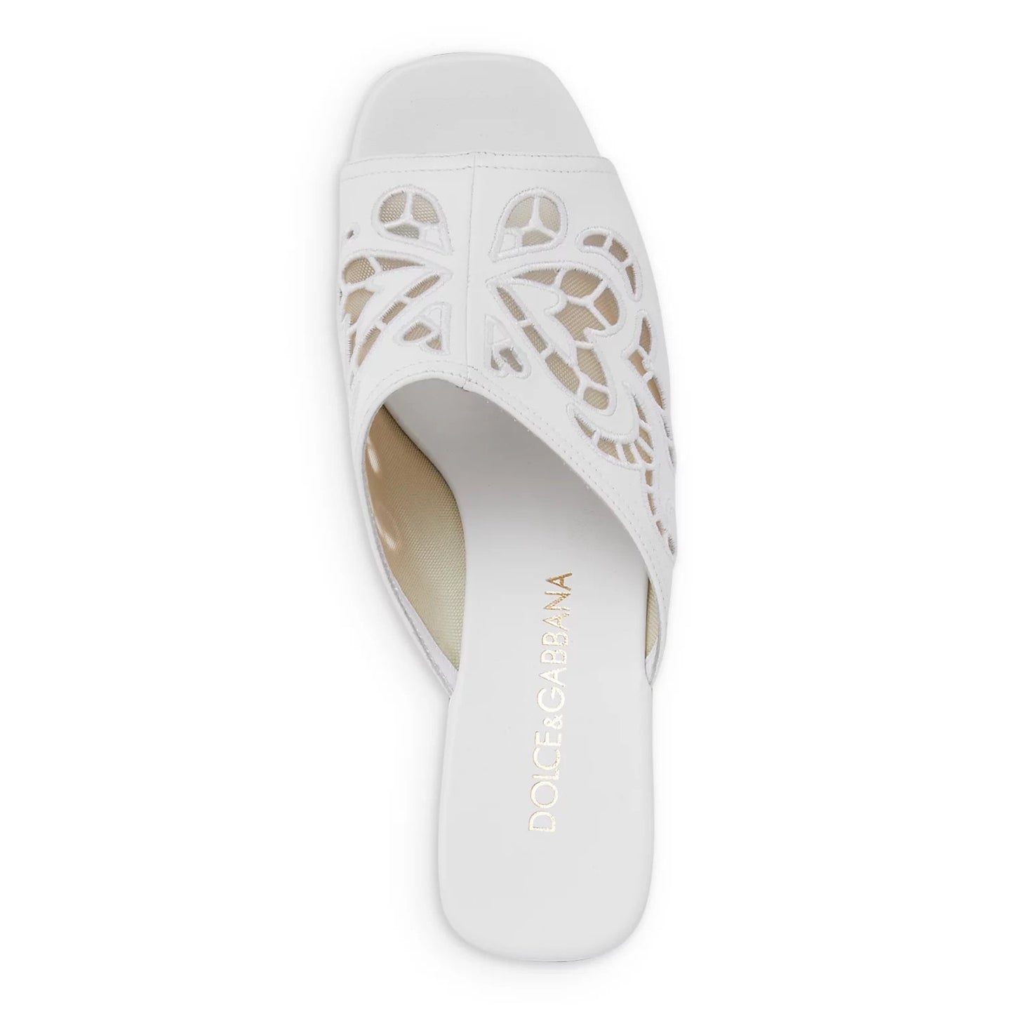 Dolce & Gabbana Leather Wood Clog Mules Wedge Slides White 35.5