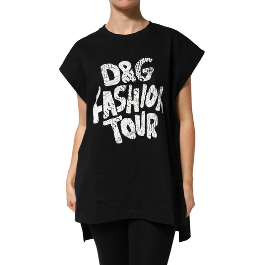 NWT Dolce & Gabbana Black D&G Fashion Tour step-hem T-Shirt IT 36 XXS