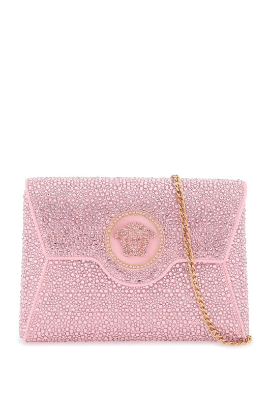 Versace La Medusa Envelope Clutch With Crystals