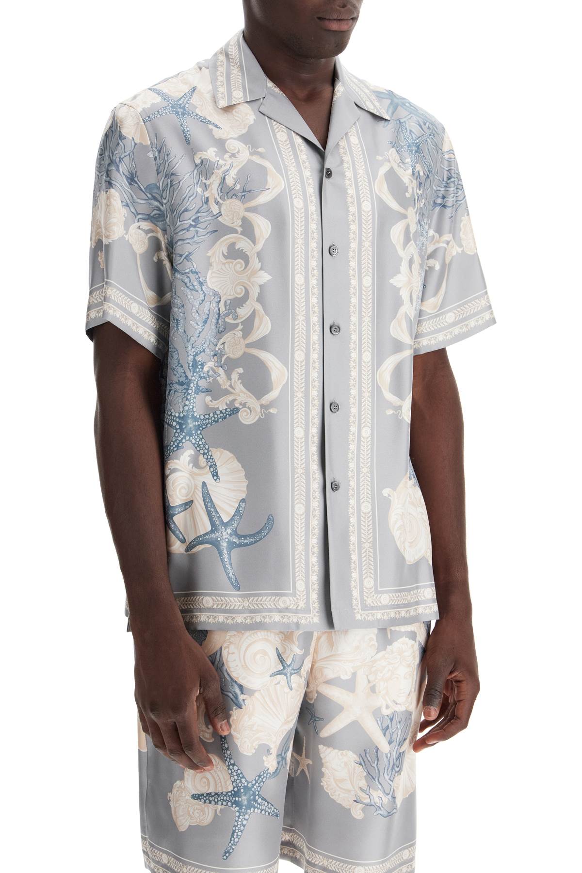 Versace Baroque Printed Silk Bowling Shirt Set For The