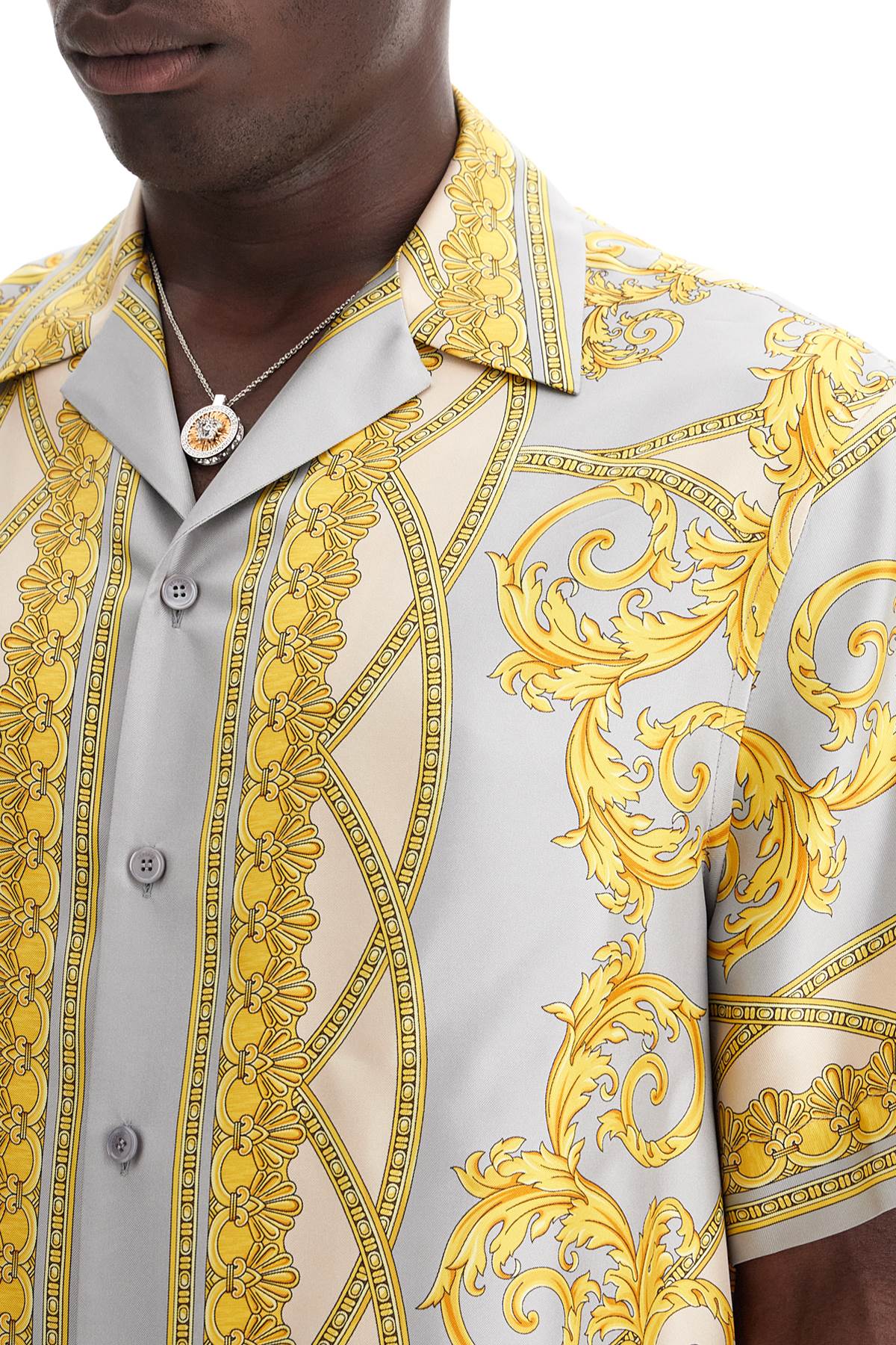 Versace Printed Silk Bowling Shirt From The Gods Collection