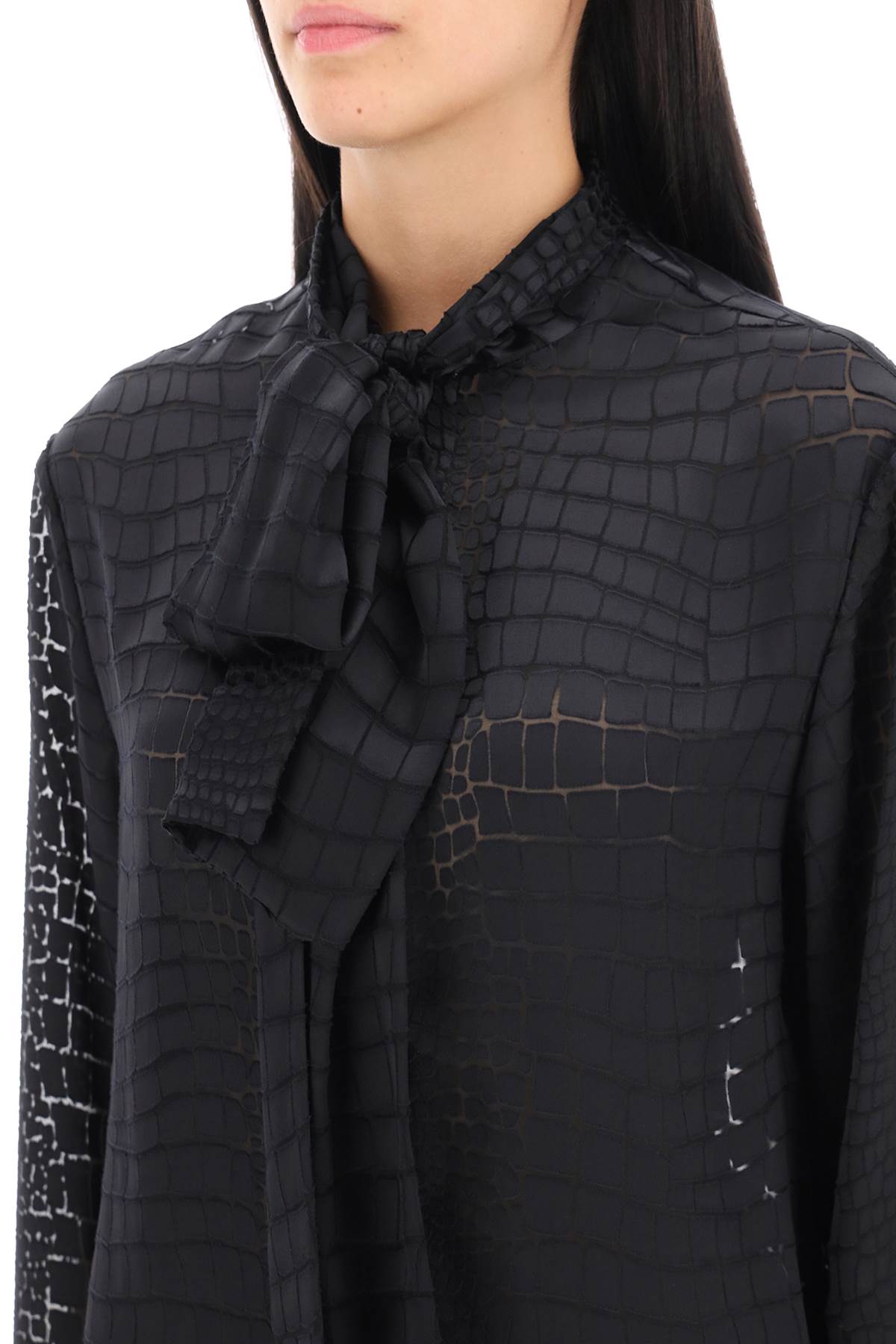 Versace Crocodile Effect Tie-Neck Shirt