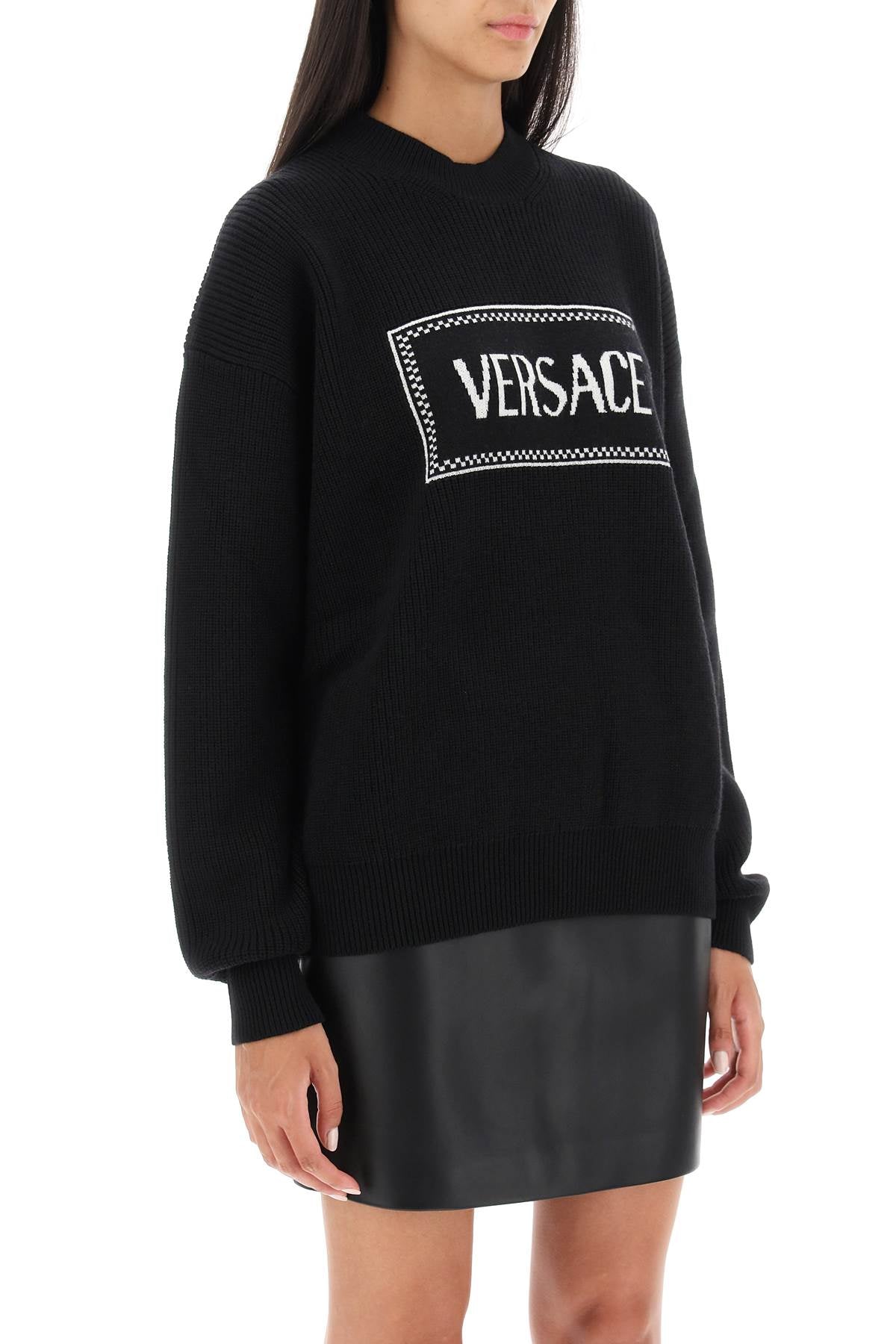 Versace Crew-Neck Sweater With Logo Inlay