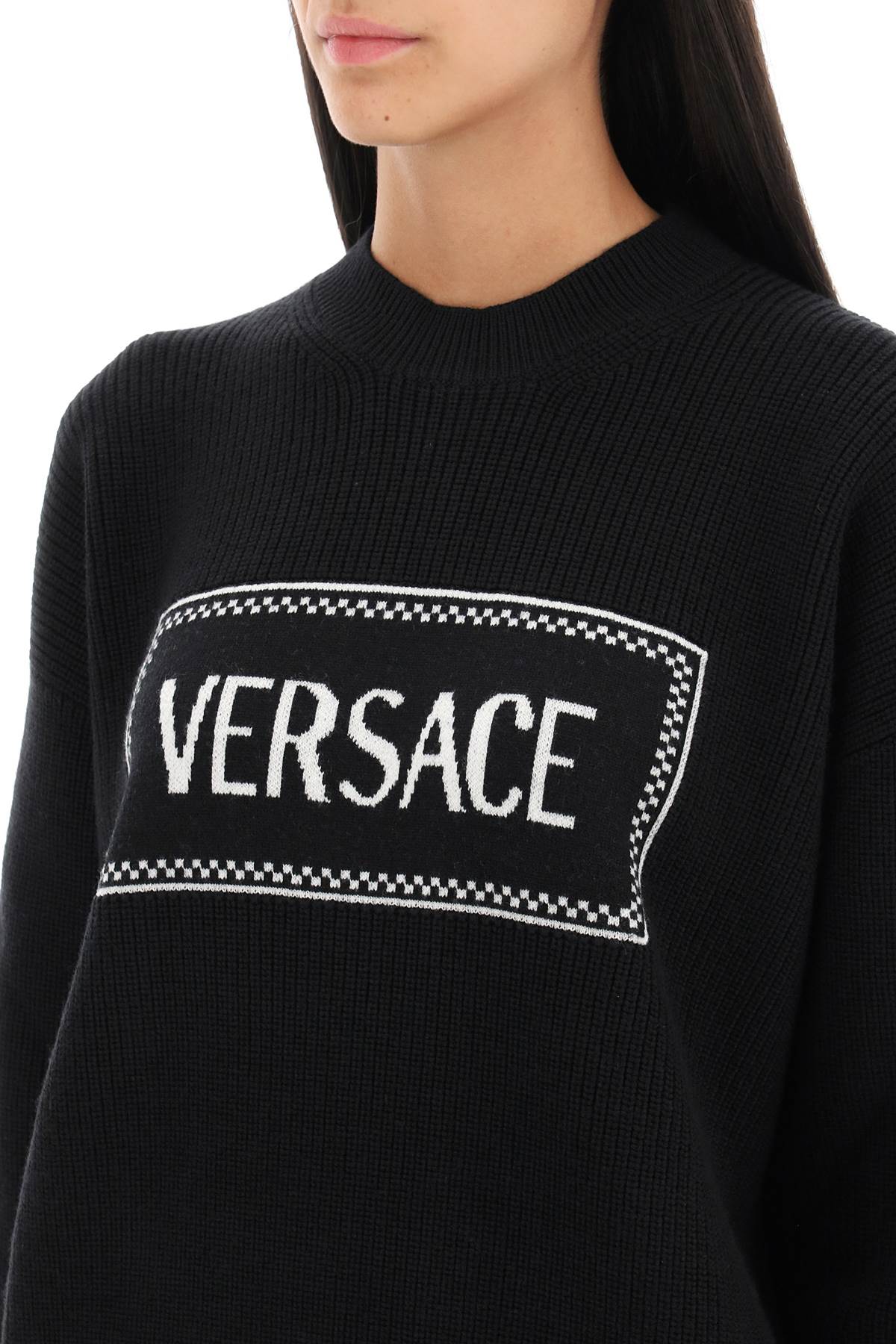 Versace Crew-Neck Sweater With Logo Inlay