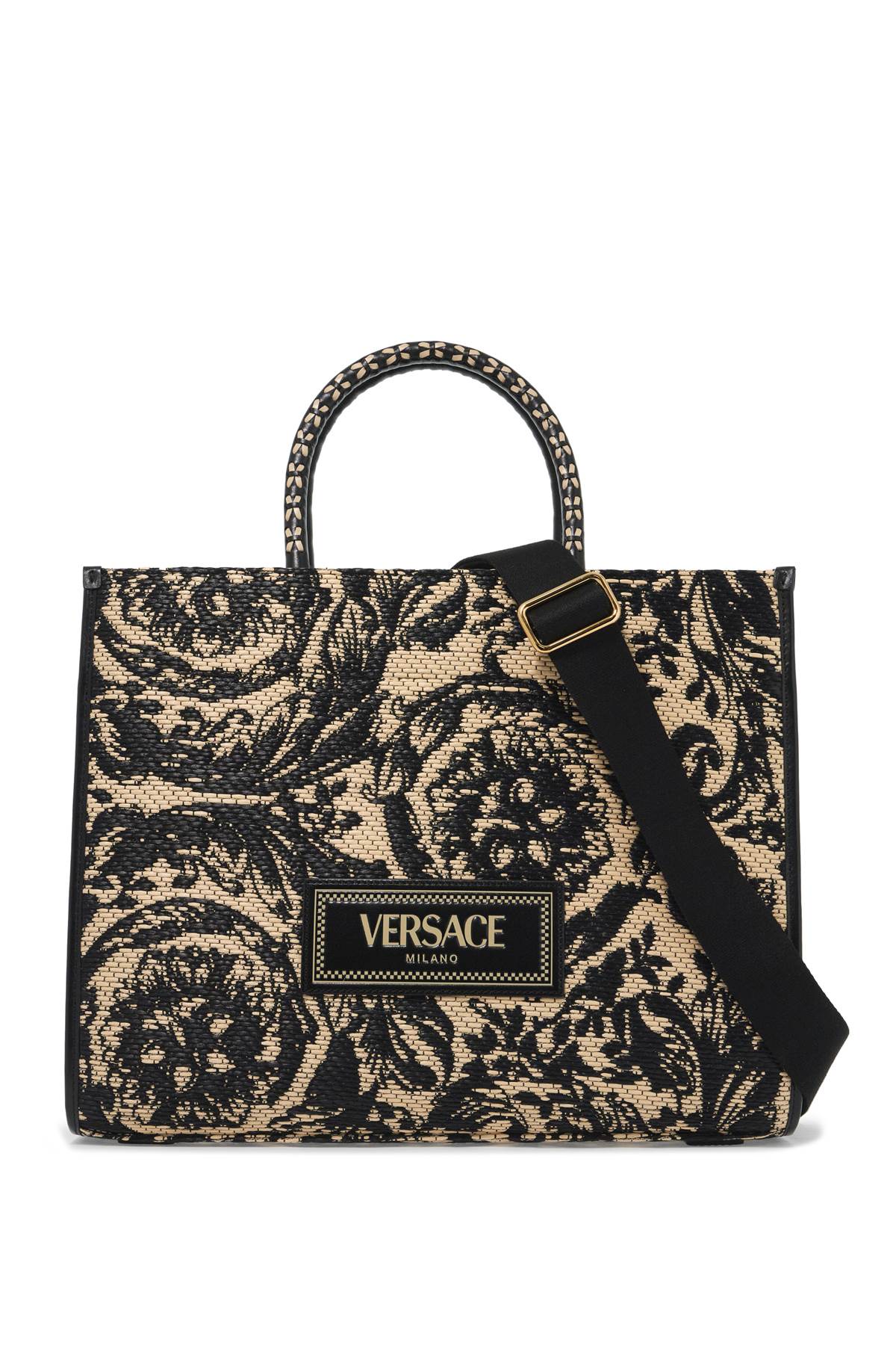 Versace Medium Athena Barocco Tote Bag In Raff