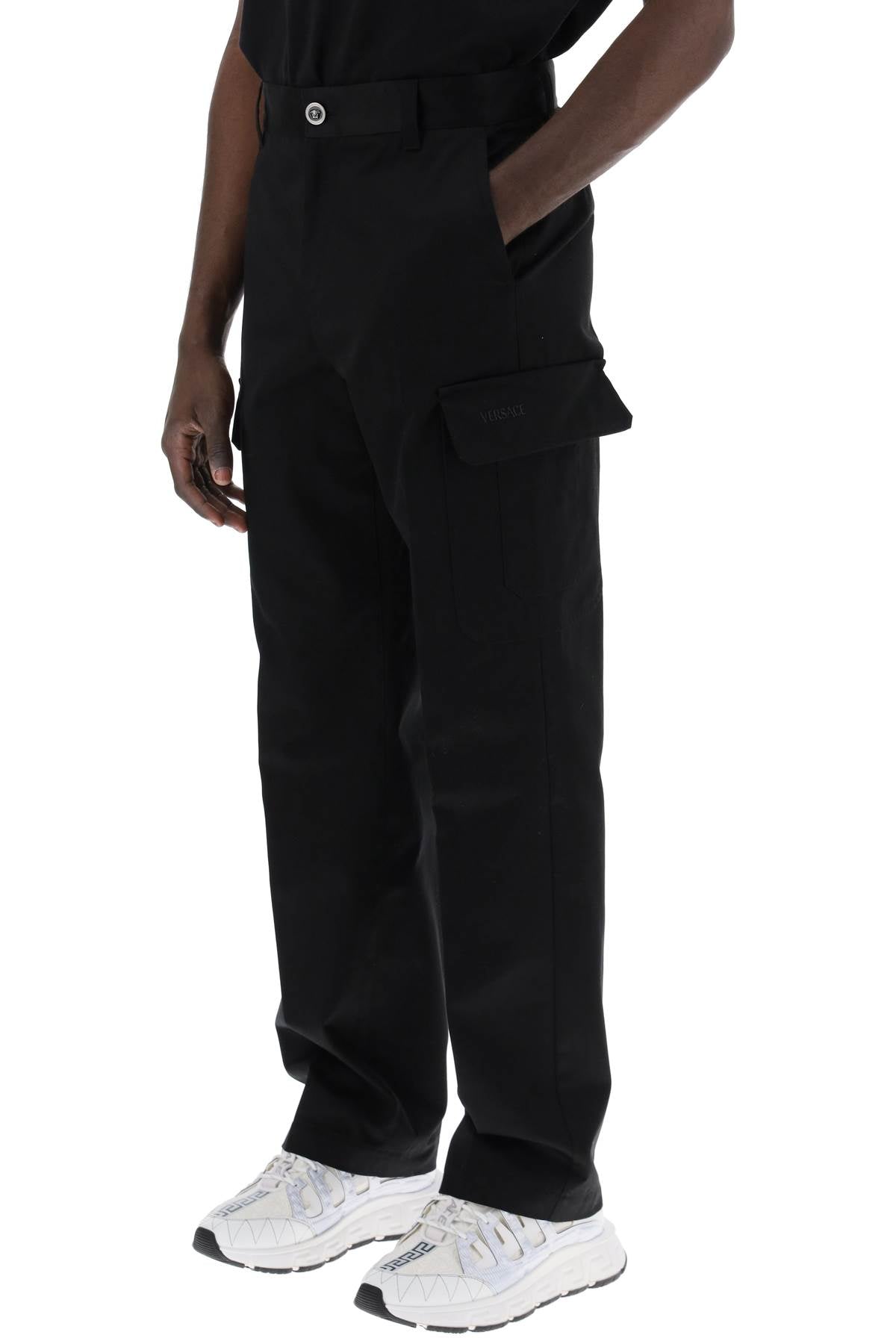 Versace Cotton Gabardine Cargo Pants In