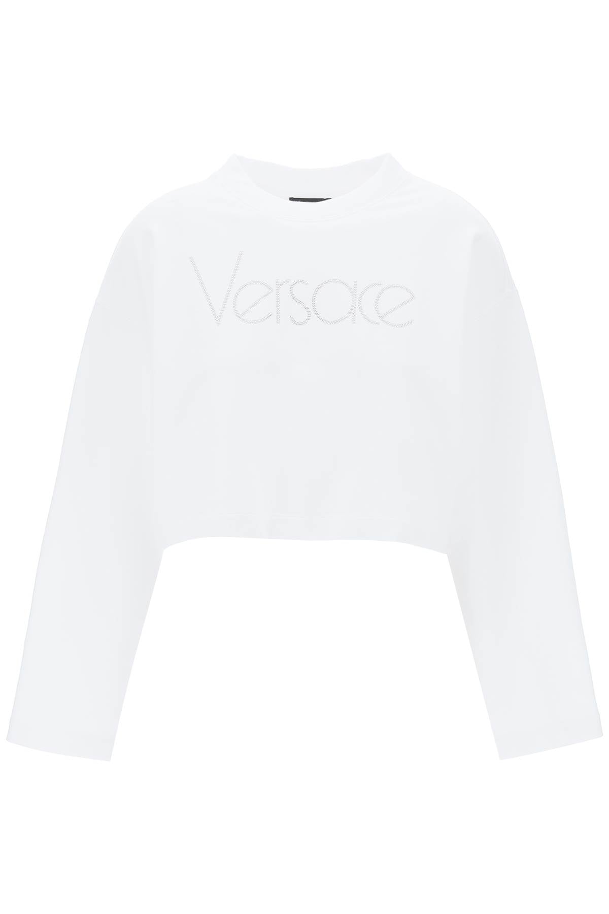 Versace Cropped Sweatshirt With Rhinestone