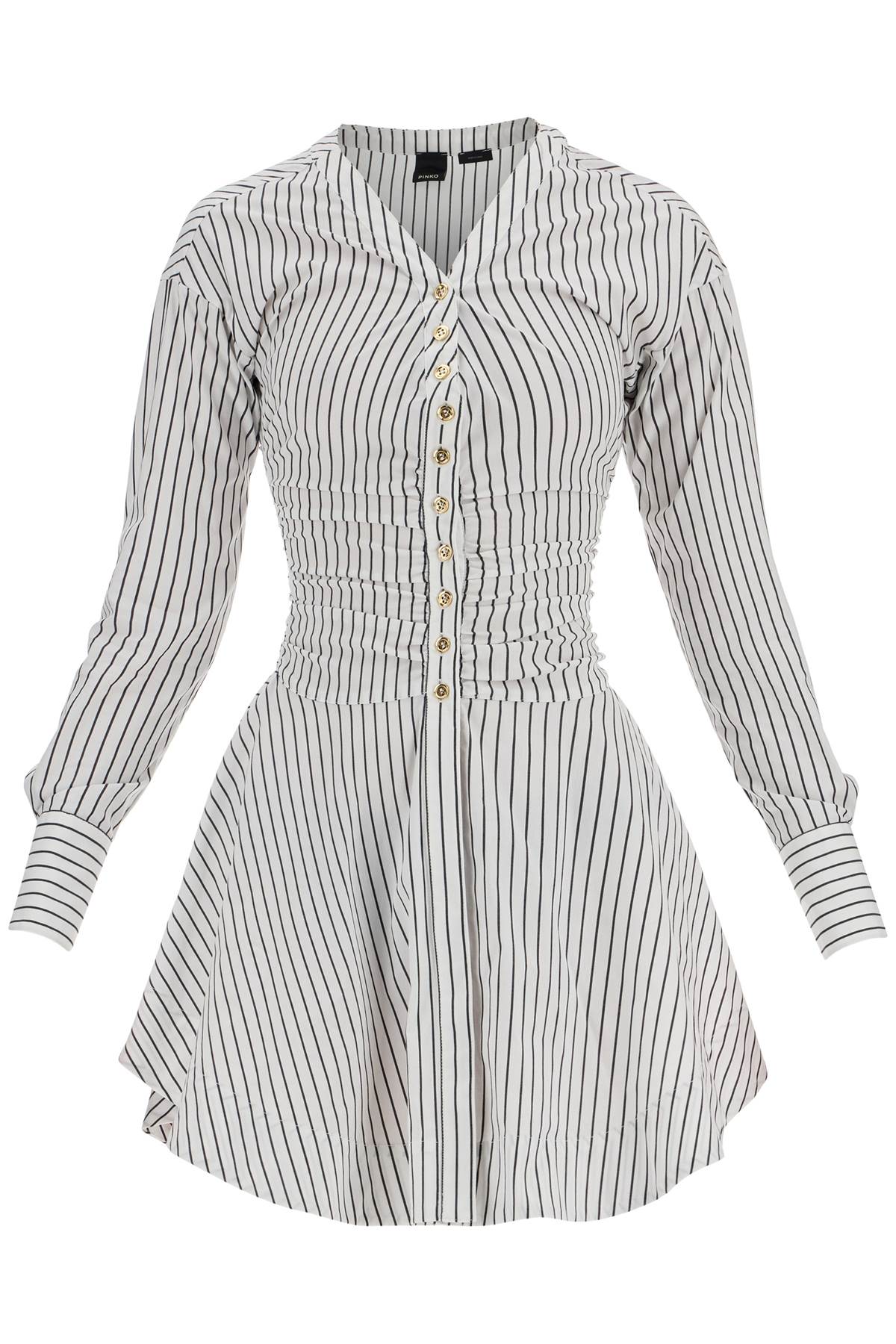 Pinko Striped Poplin Mini Dress With Nine