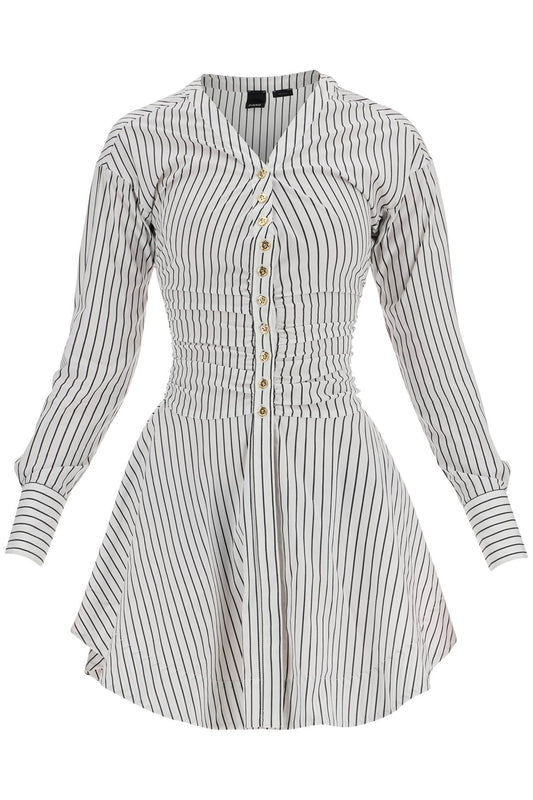 Pinko Striped Poplin Mini Dress With Nine