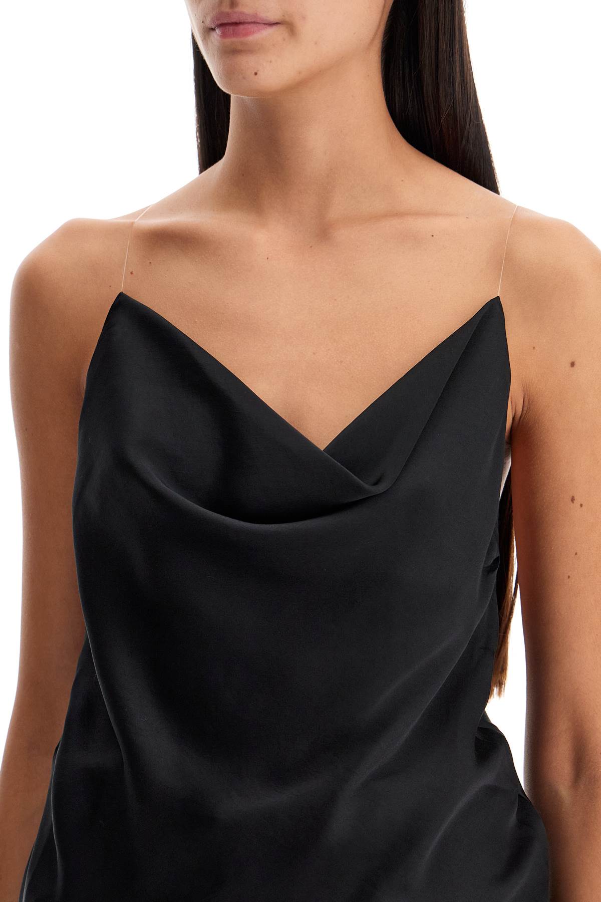 Y Project Satin Top With Draped Neckline And Low