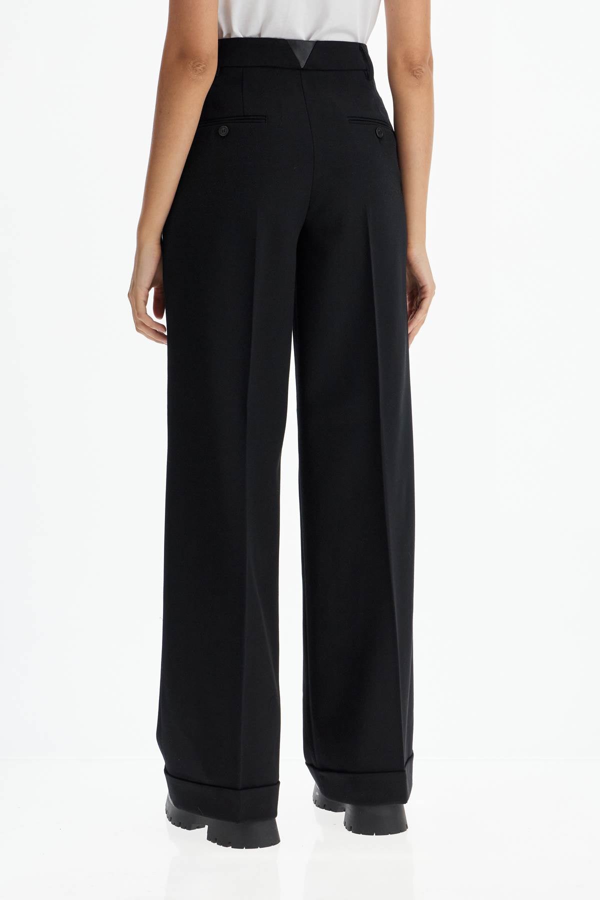 Pinko Twill Wide-Leg Trousers In Pal