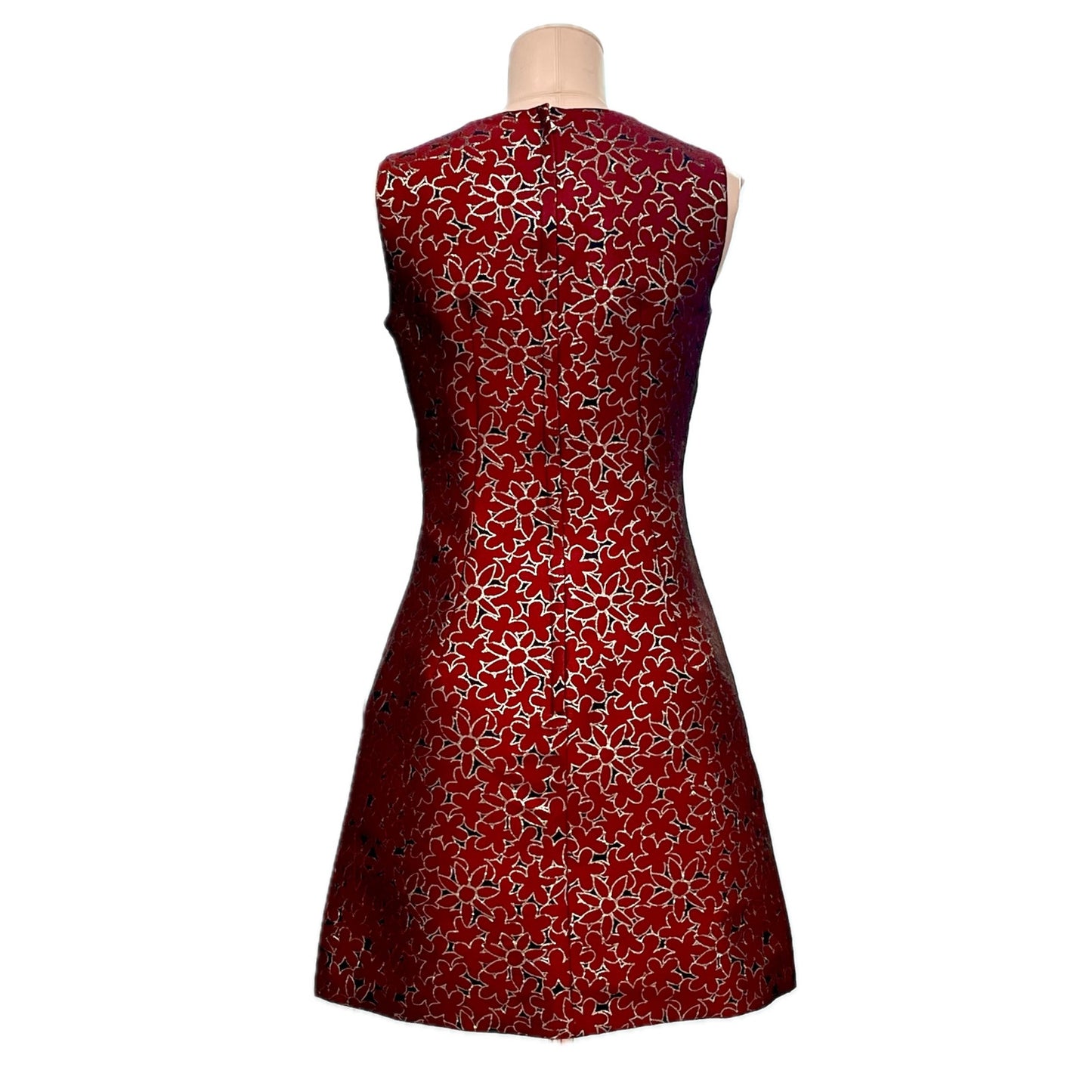 DOLCE & GABBANA Red Metallic Jacquard Sleeveless Mini Dress 40 S