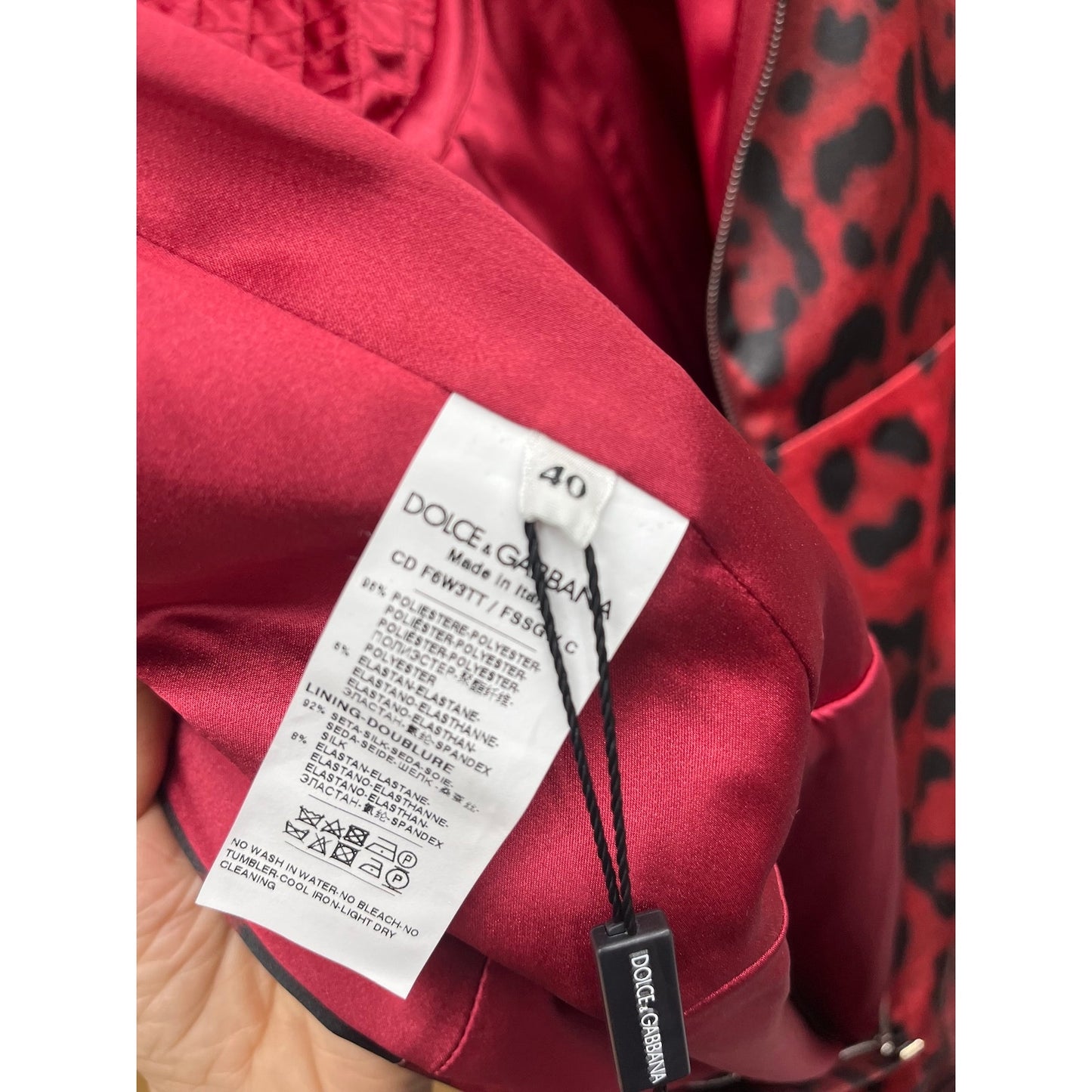 NWT Dolce & Gabbana Red Tubino bustier  Leopard-Print Satin Midi Dress 40 S