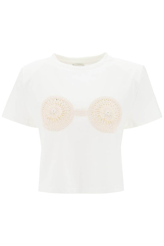 Magda Butrym Cropped T-Shirt With Crochet Insert