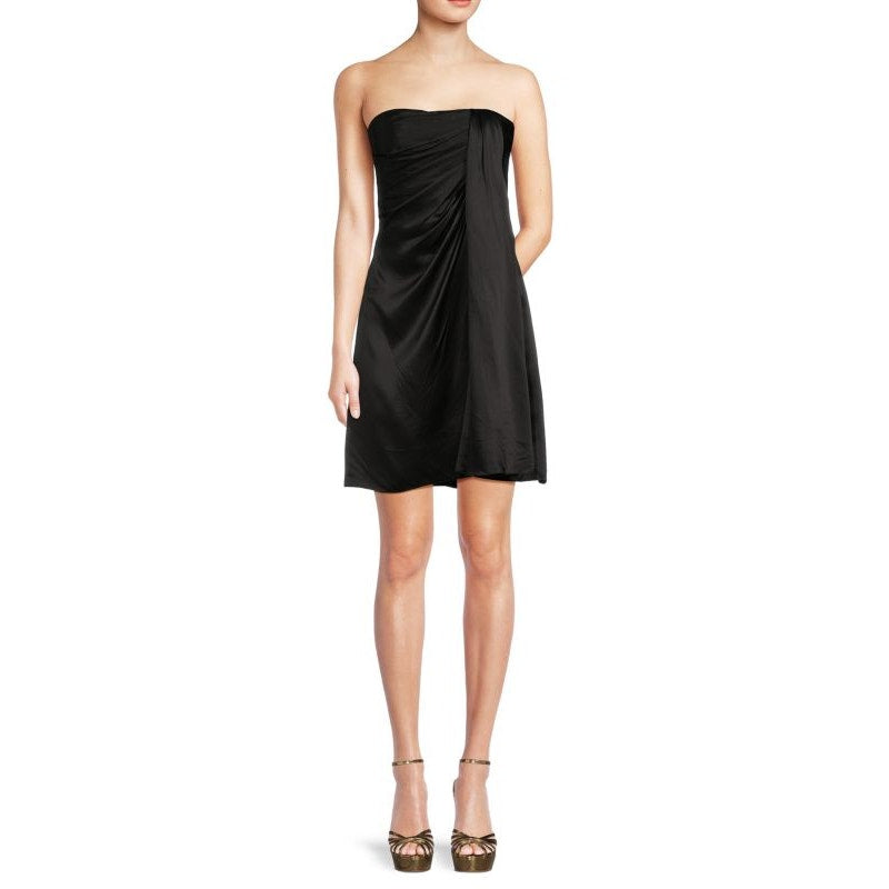 DOLCE & GABBANA Strapless Draped Stretch Satin Mini Dress 40 S