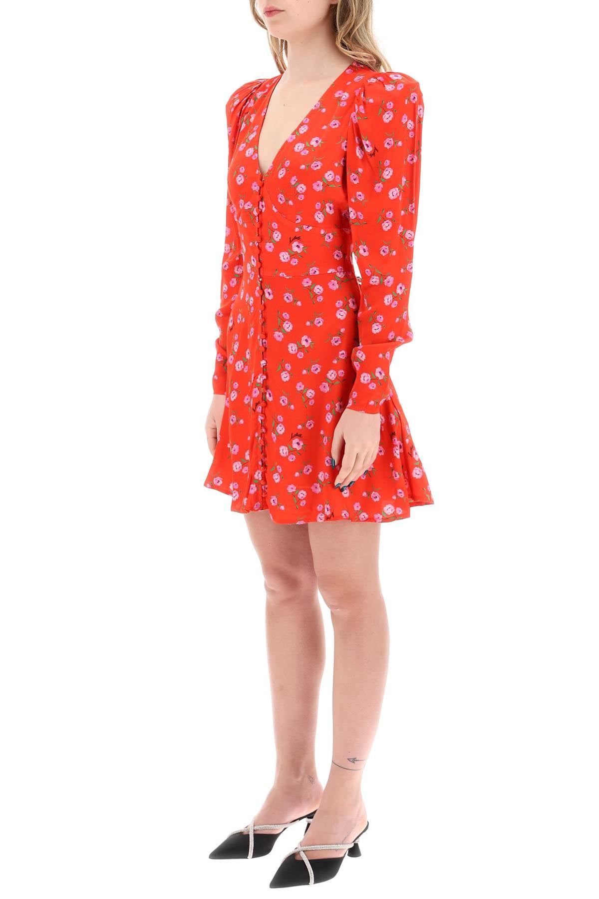 Rotate Floral Printed Satin Mini Dress