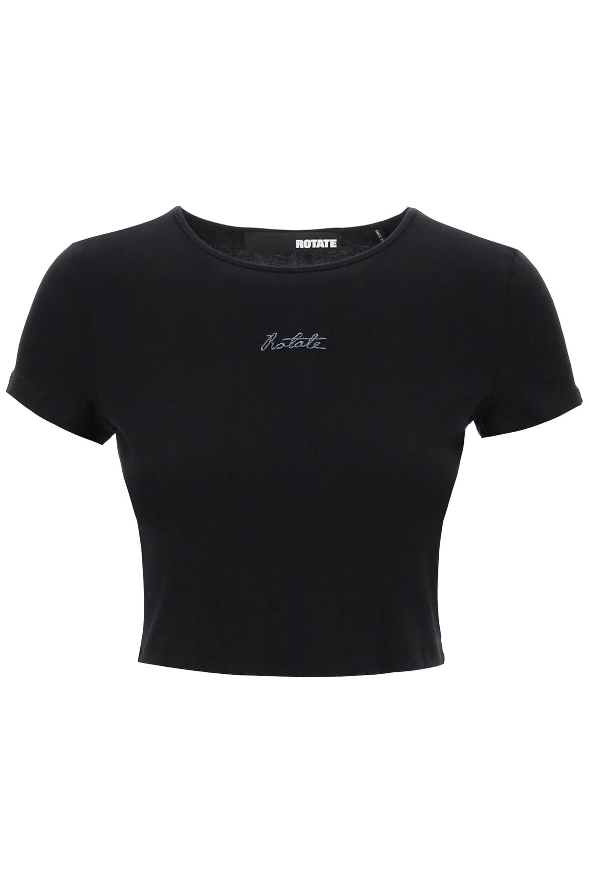 Rotate Cropped T-Shirt With Embroidered Lurex Logo