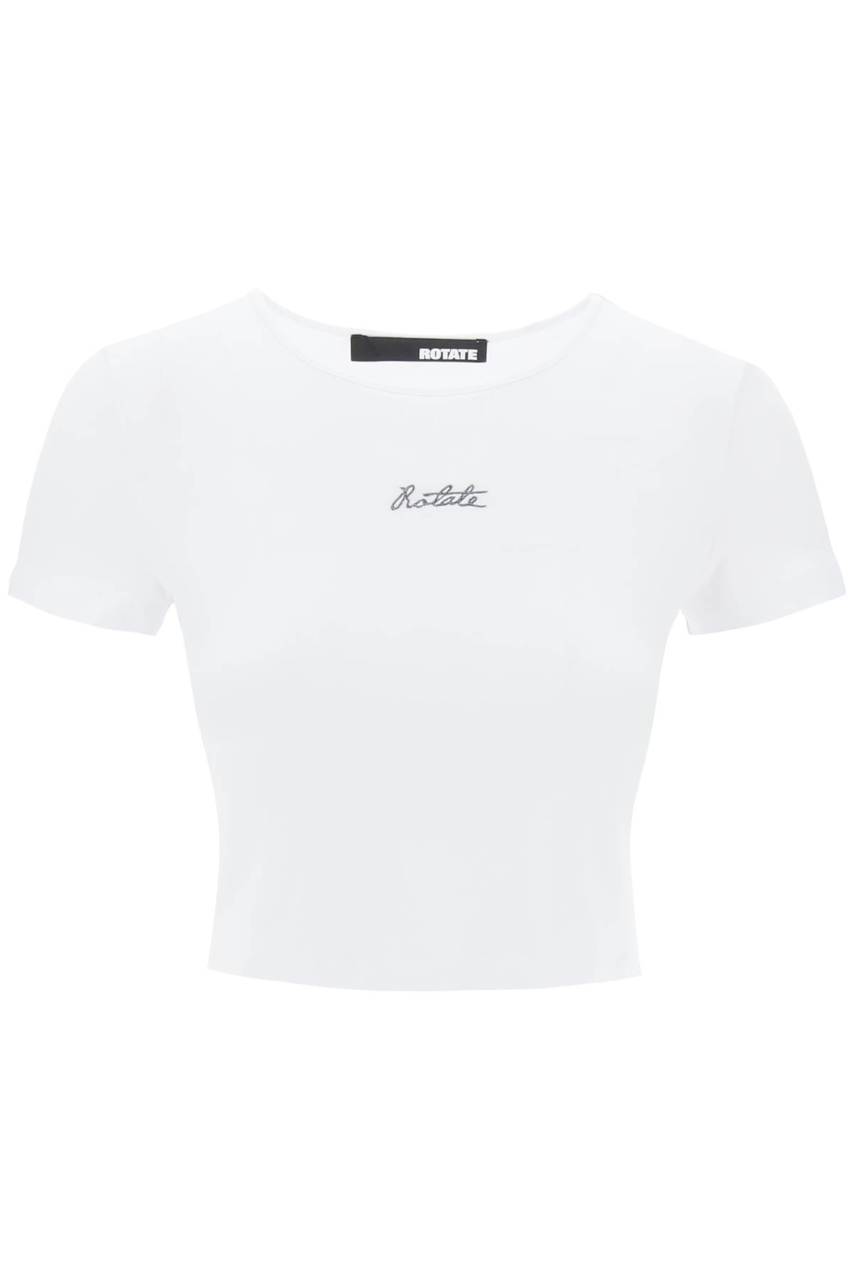 Rotate Cropped T-Shirt With Embroidered Lurex Logo