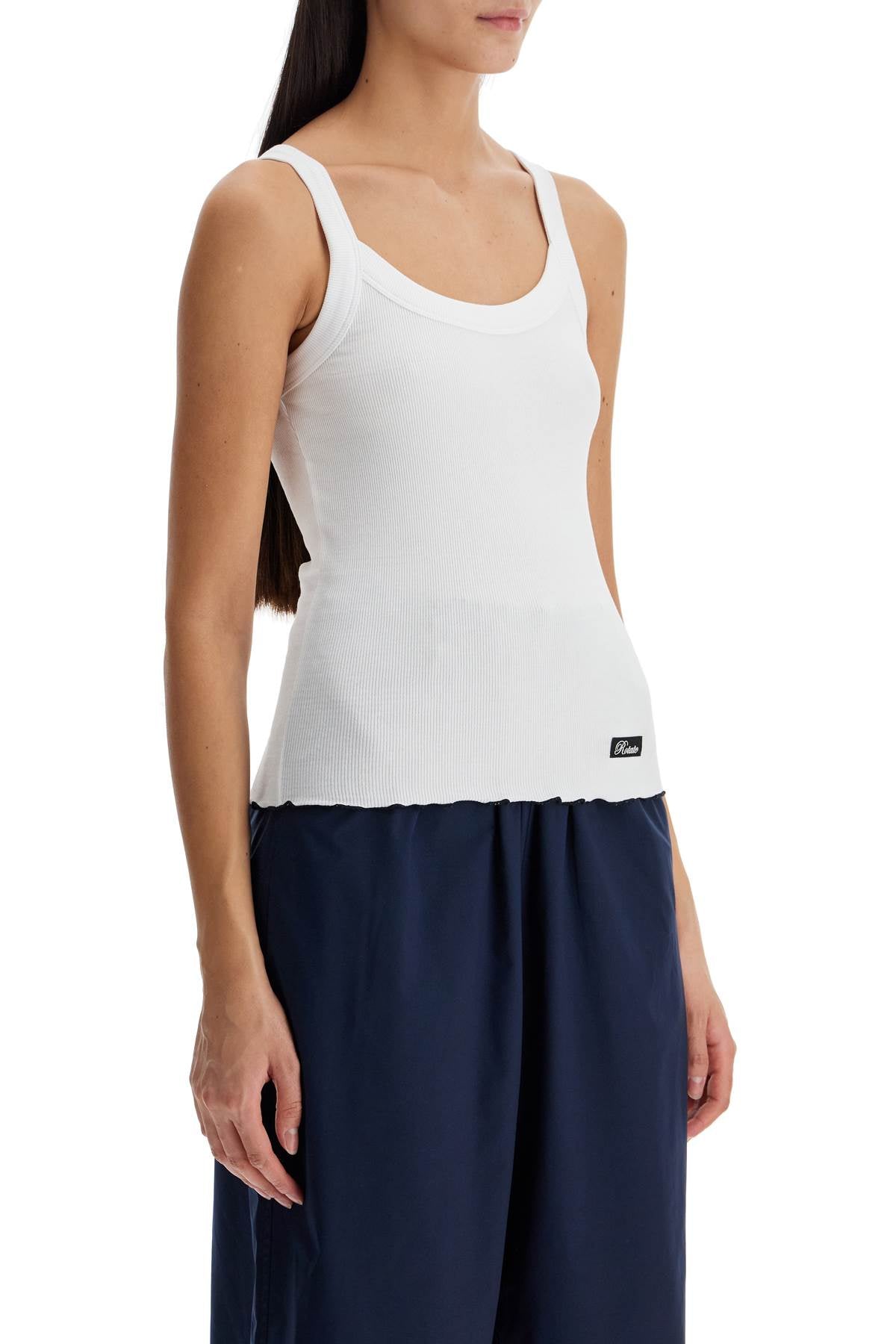 Rotate Ribbed Tank Top With Logo Label