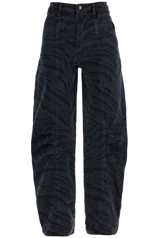 Rotate Animal Print Barrel Jeans