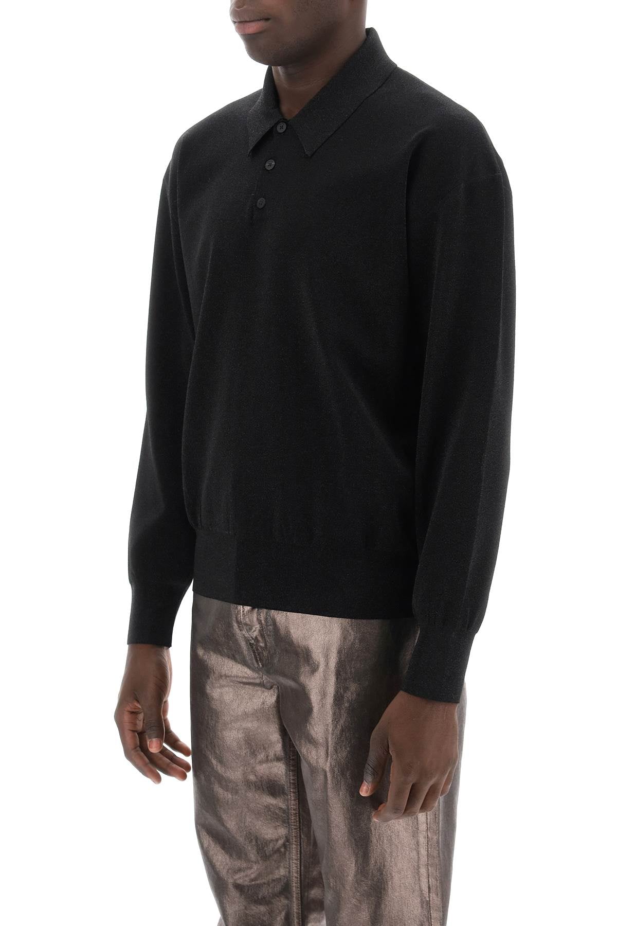 Ferragamo Long Sleeve Lurex Polo Shirt