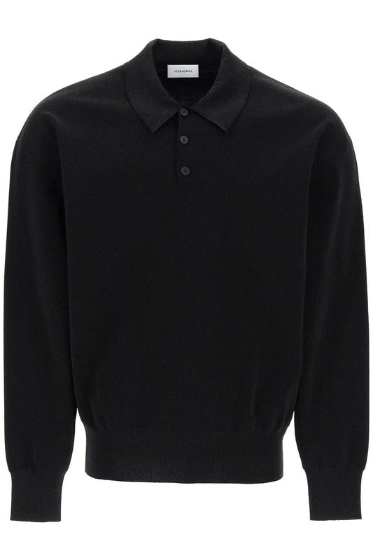 Ferragamo Long Sleeve Lurex Polo Shirt