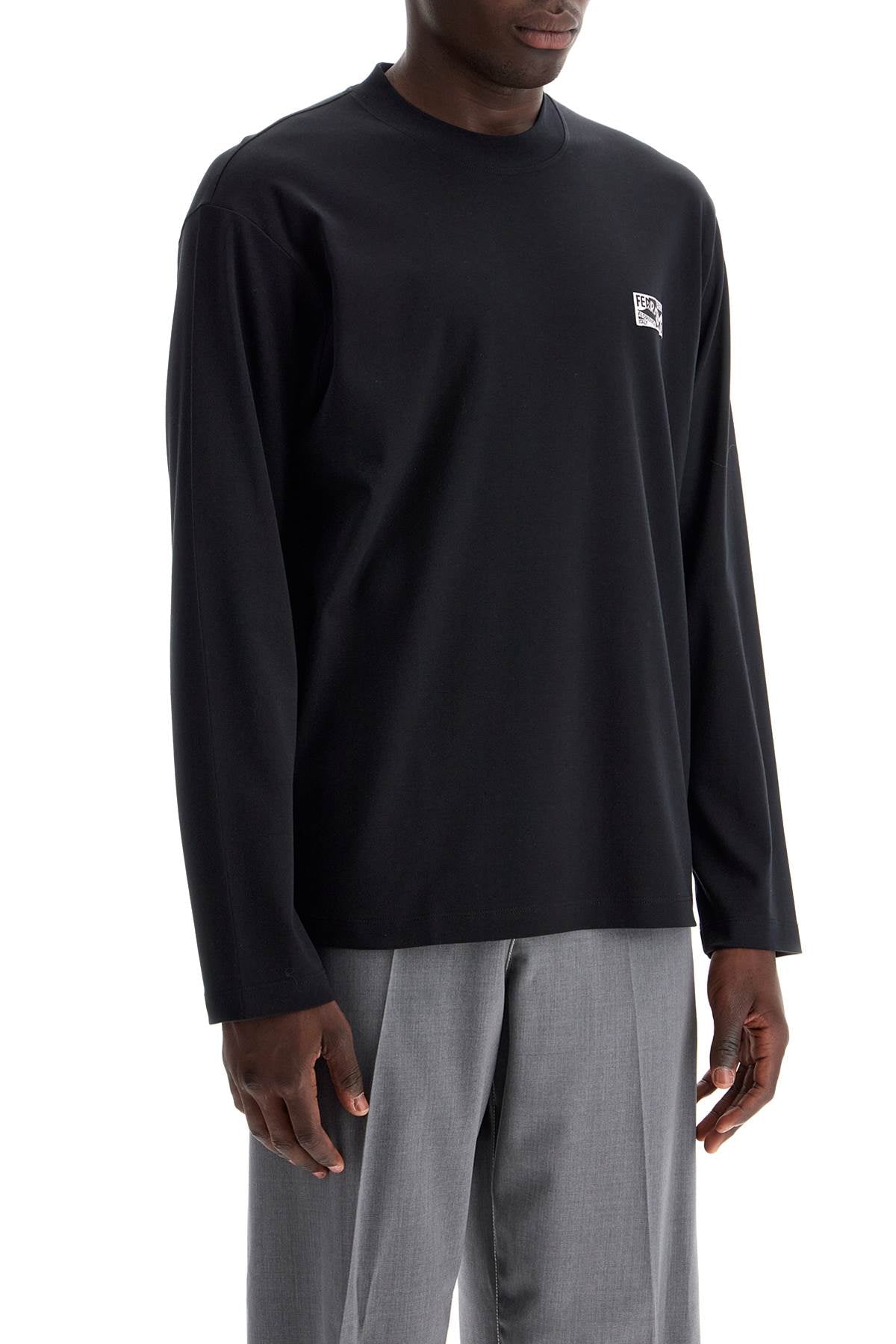 Ferragamo Long-Sleeved Cotton And Silk T-Shirt For