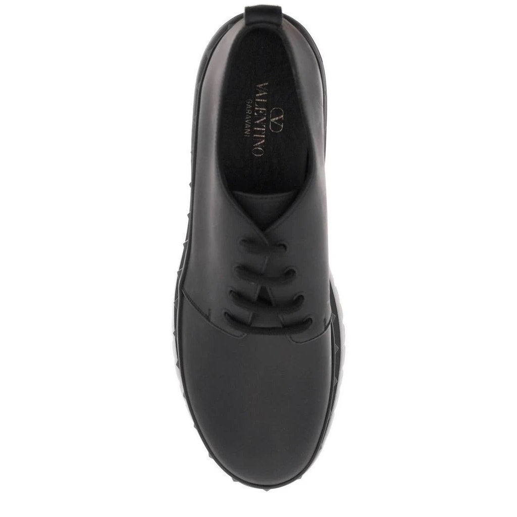 Valentino Garavani Black M-Way Rockstud leather Derby shoes