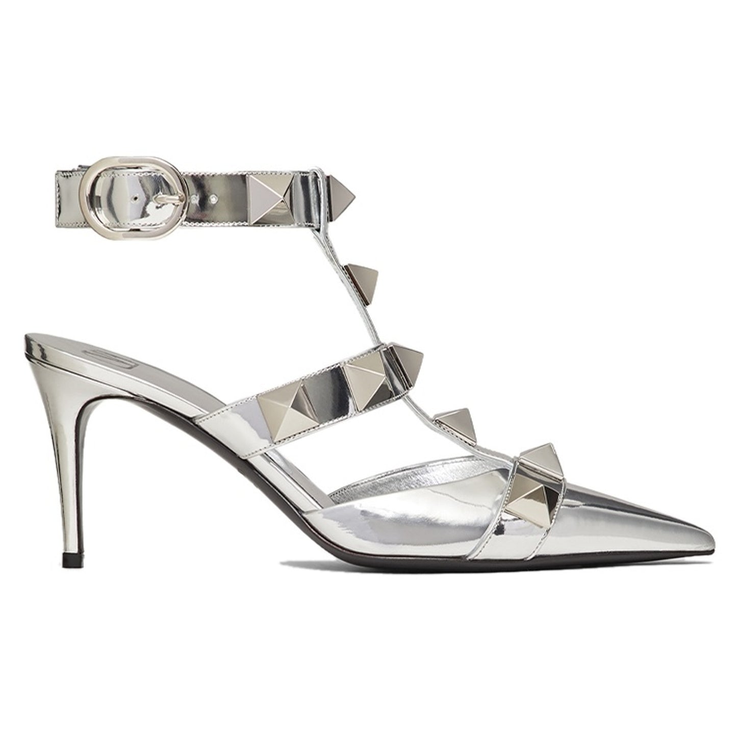 NIB Valentino Garavani Gold Roman Stud Ankle Strap Leather Pumps 36.5