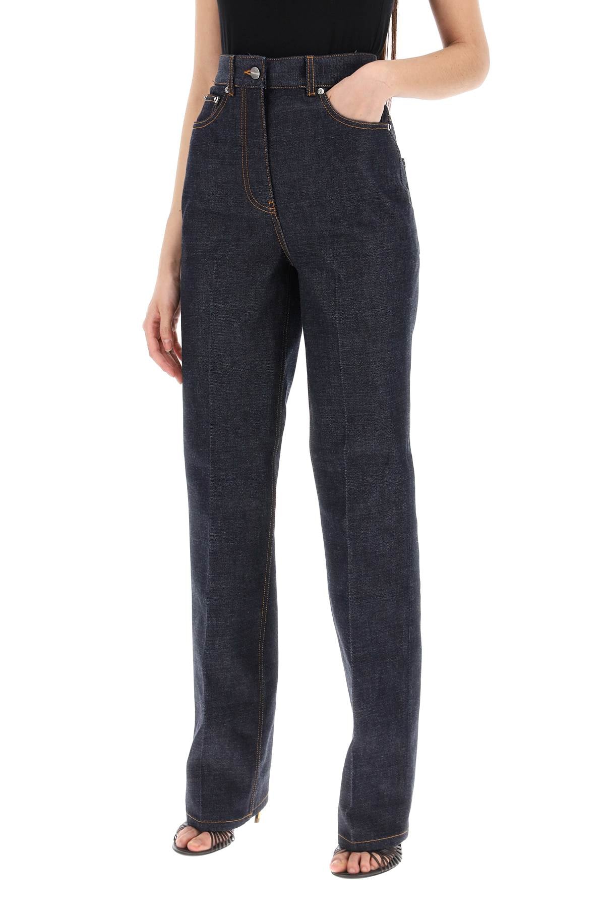 Ferragamo Straight Jeans With Contrasting Stitching Details.