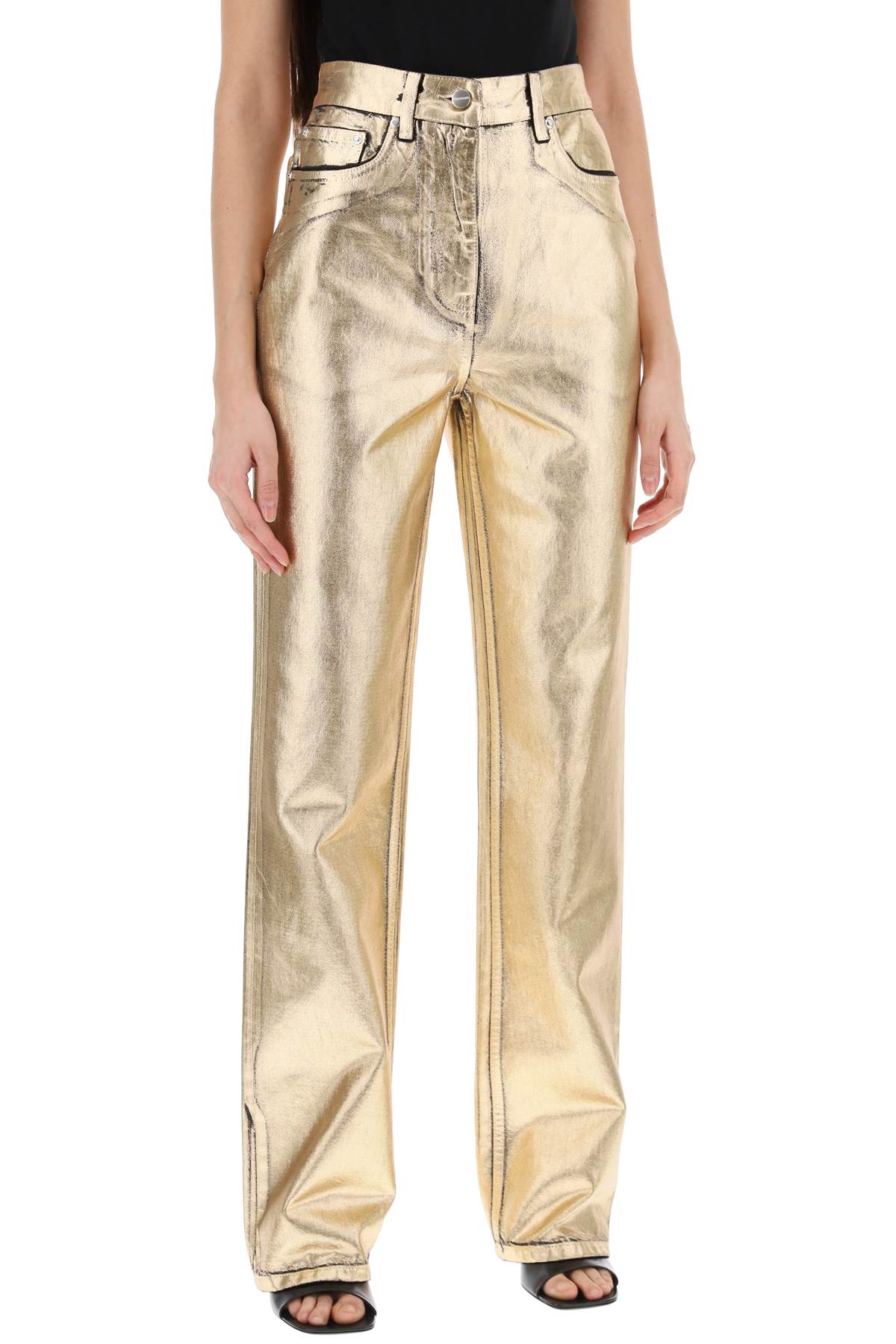 Ferragamo Laminated Denim Jeans For