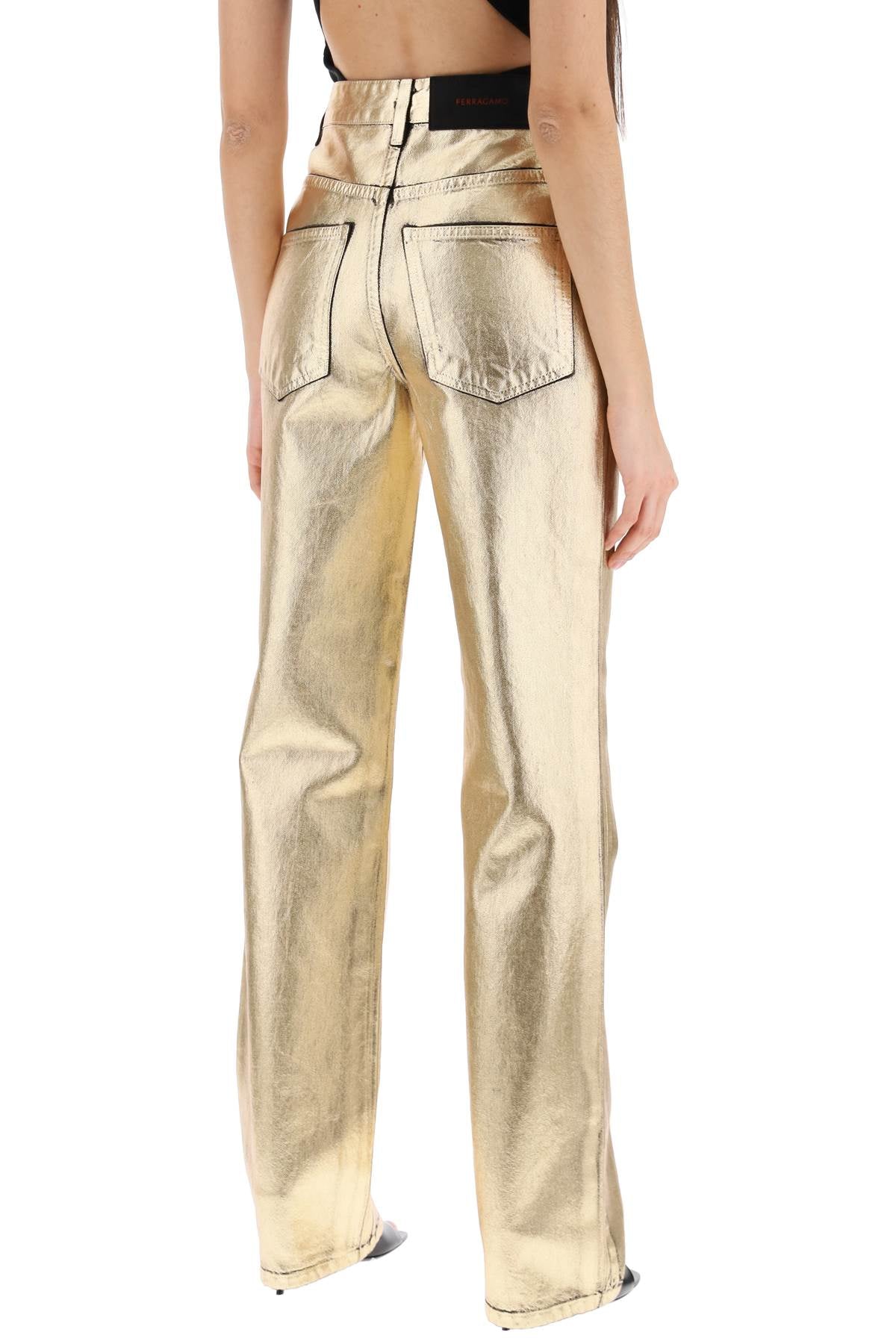 Ferragamo Laminated Denim Jeans For