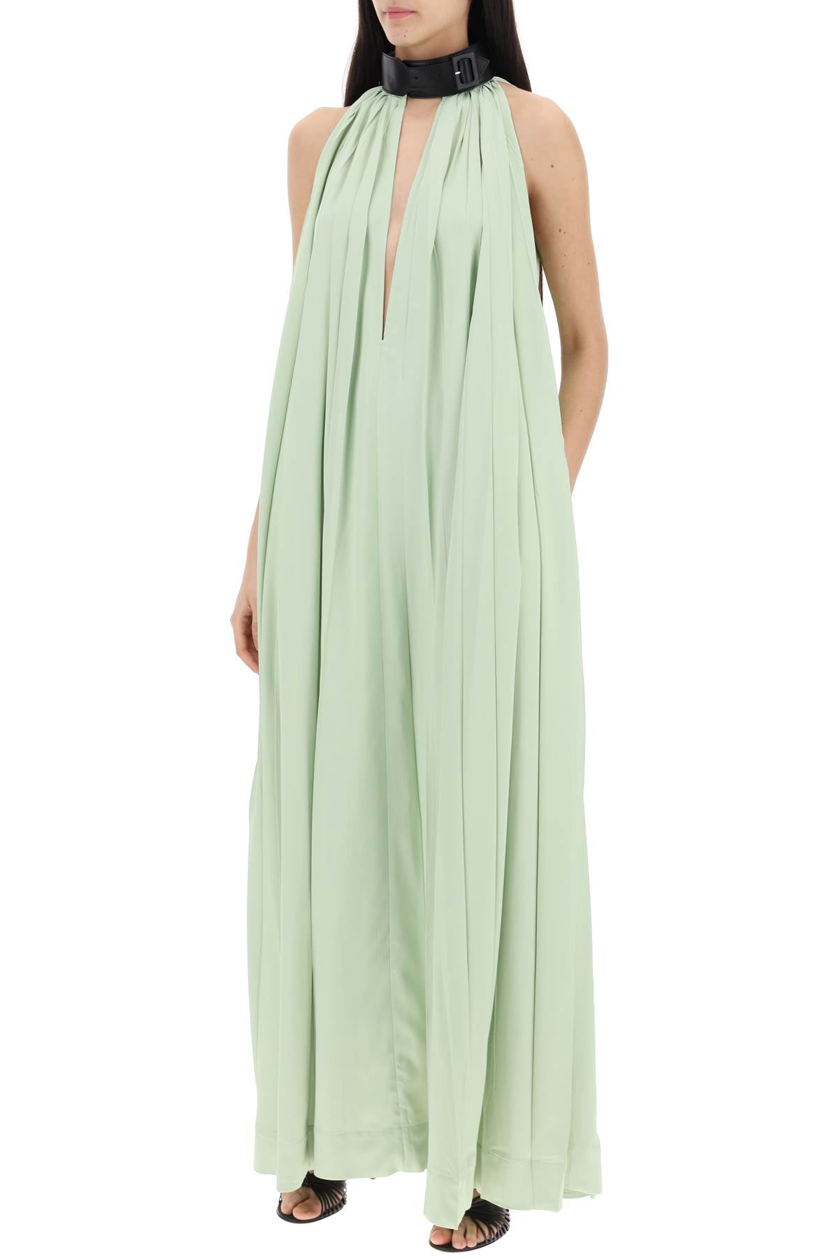 Ferragamo Maxi Dress With Leather Buckle Detail