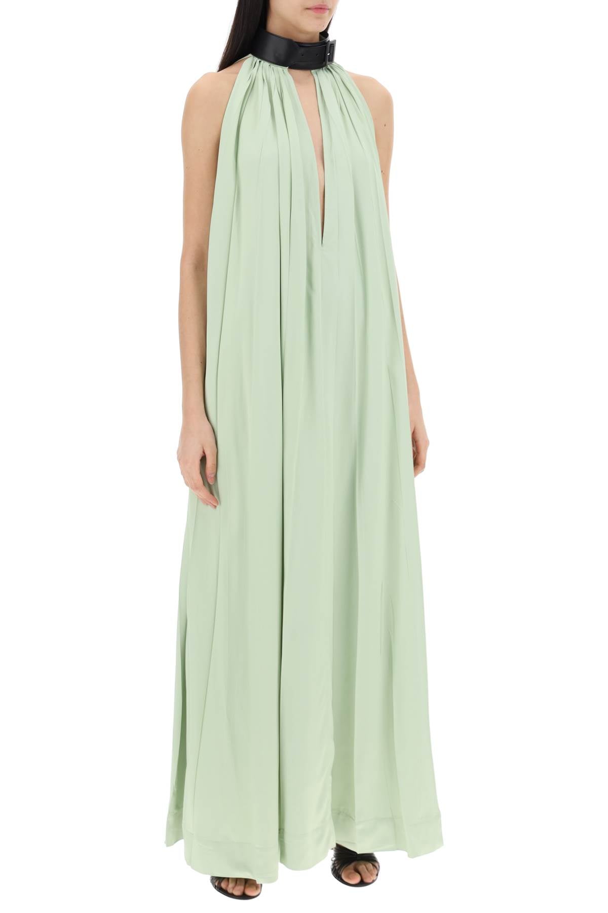 Ferragamo Maxi Dress With Leather Buckle Detail