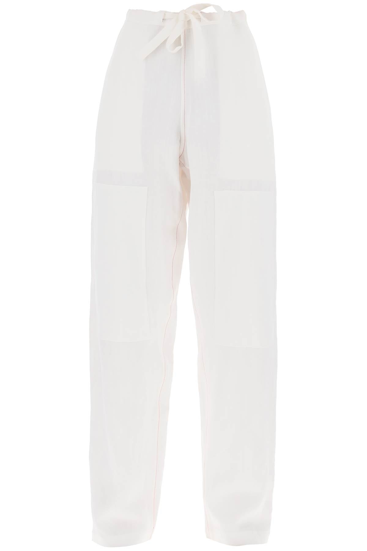 Ferragamo Work  Linen Blend Pants With Patchwork