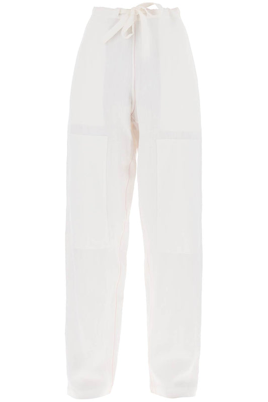 Ferragamo Work  Linen Blend Pants With Patchwork