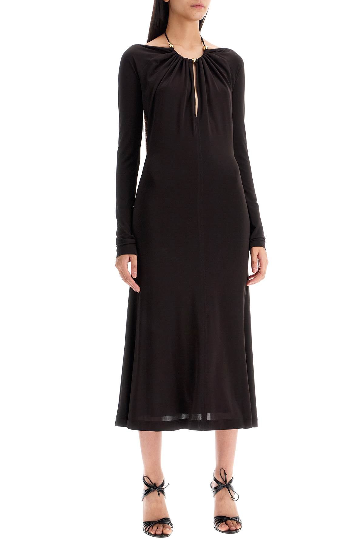 Ferragamo Jersey Dress With Pearl Embell