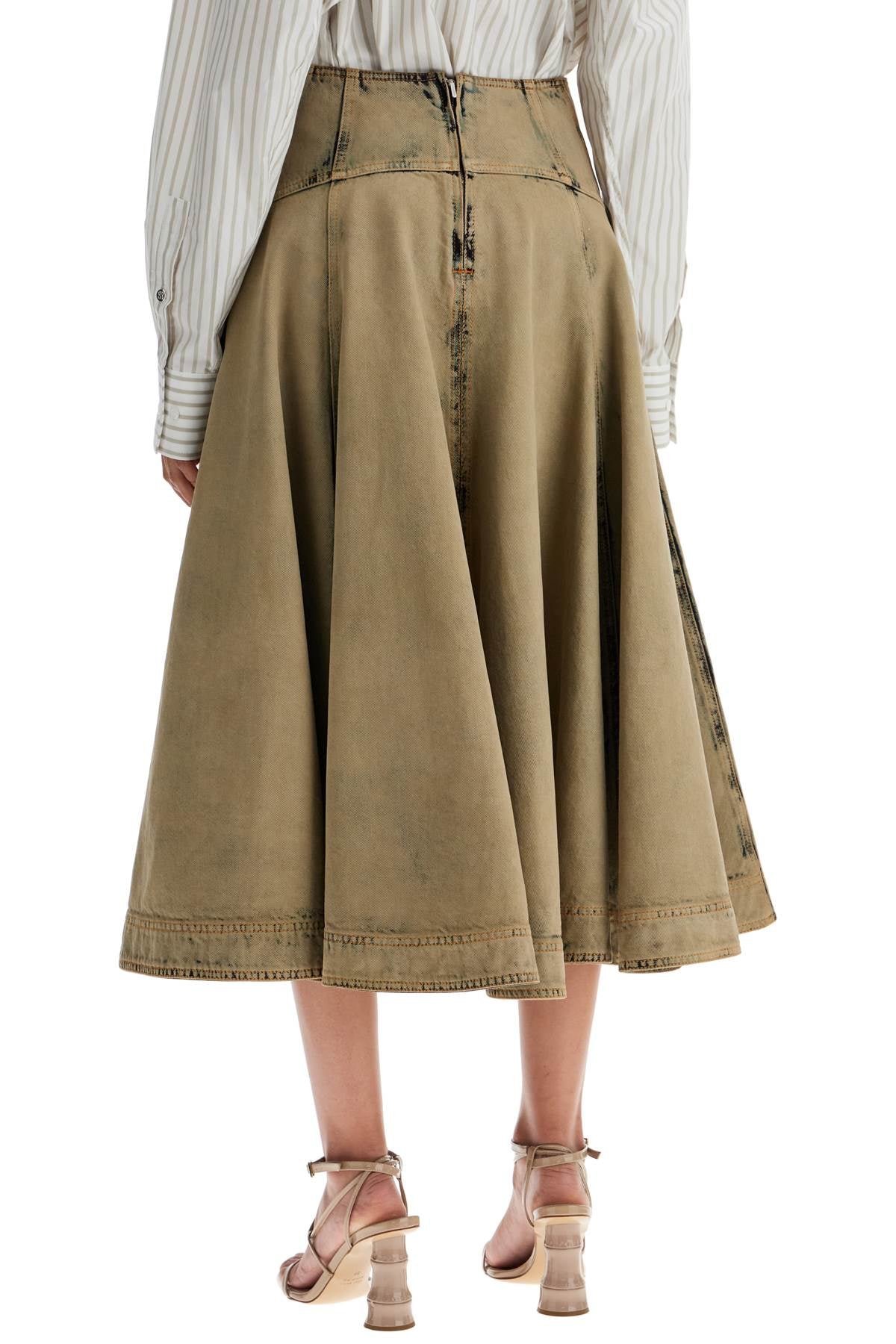 Ferragamo Denim Flared Skirt With Full