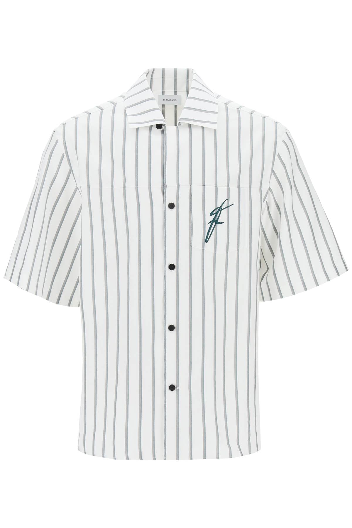 Ferragamo Striped Bowling Shirt With Button