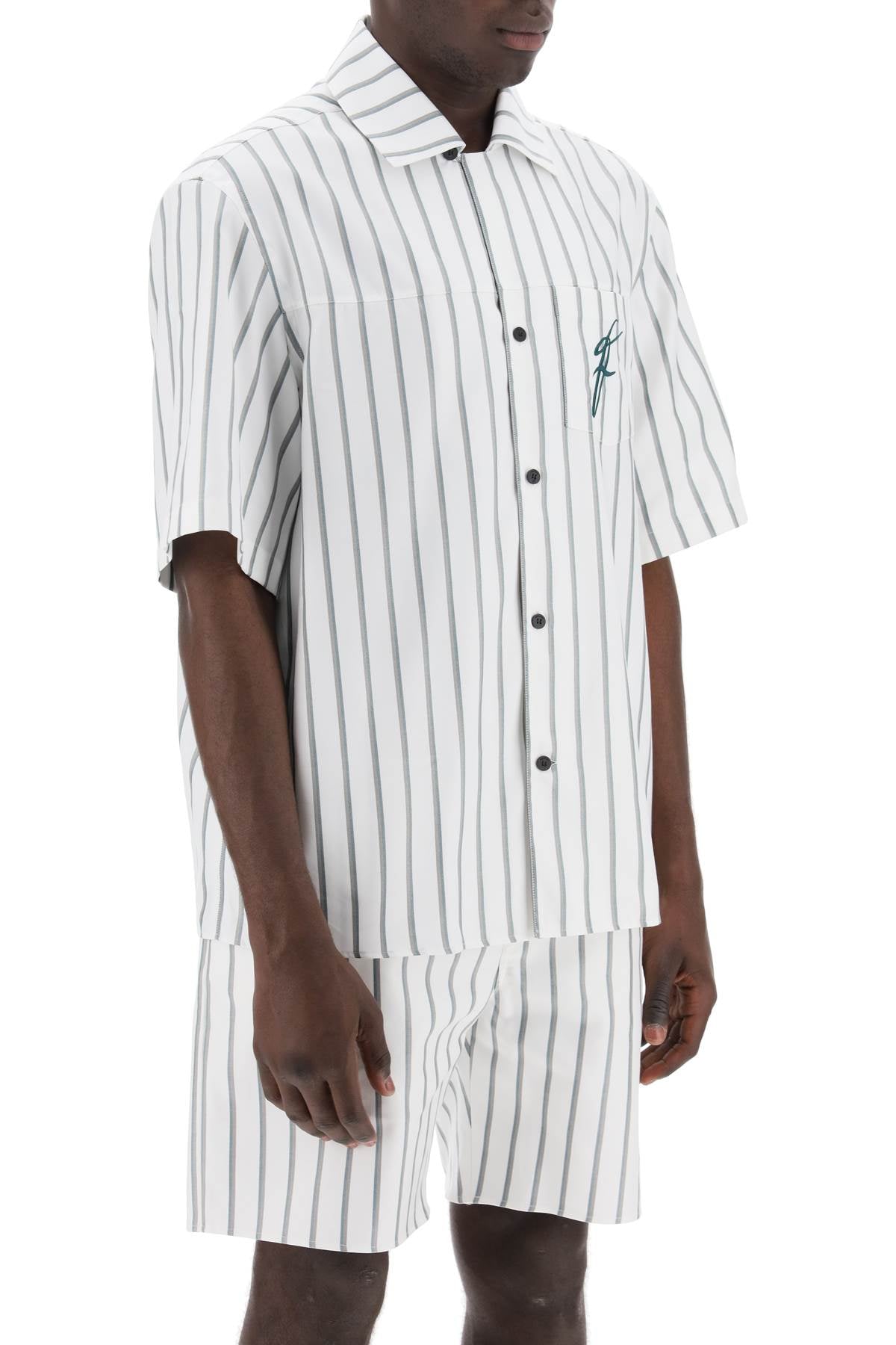 Ferragamo Striped Bowling Shirt With Button