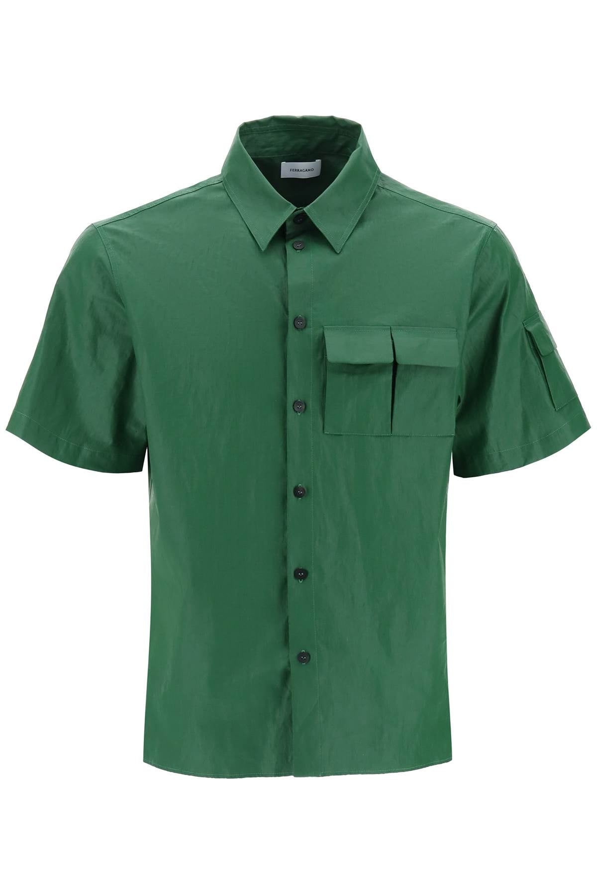 Ferragamo Short-Sleeved Linen Shirt With Coated