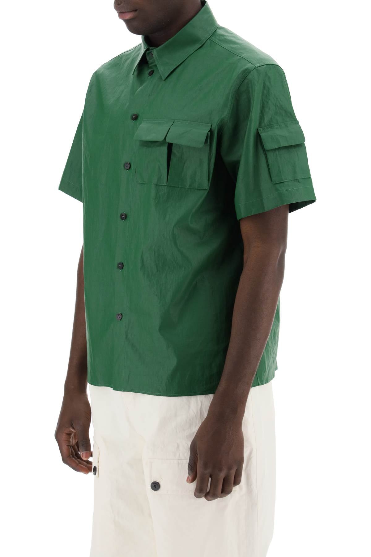 Ferragamo Short-Sleeved Linen Shirt With Coated