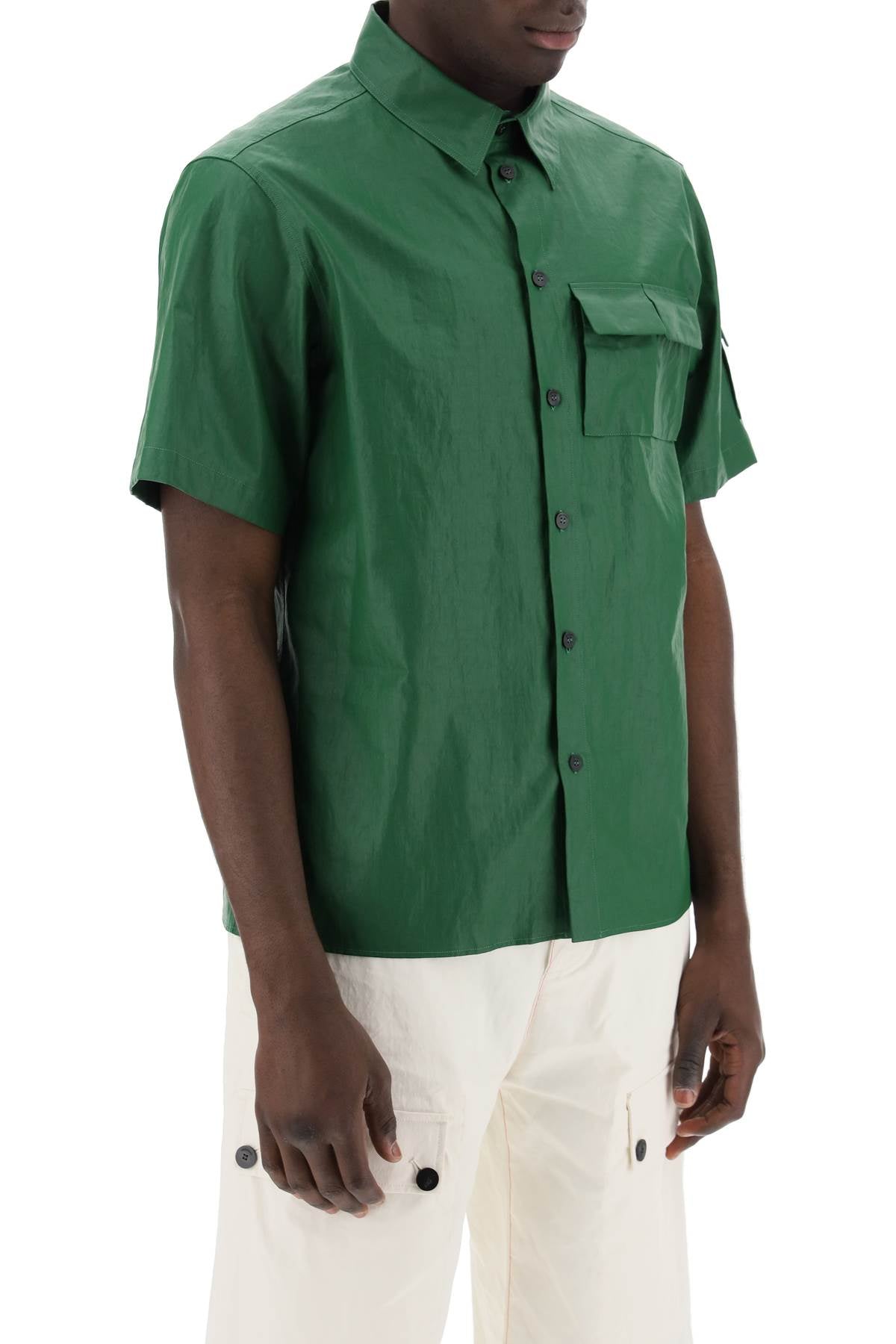 Ferragamo Short-Sleeved Linen Shirt With Coated