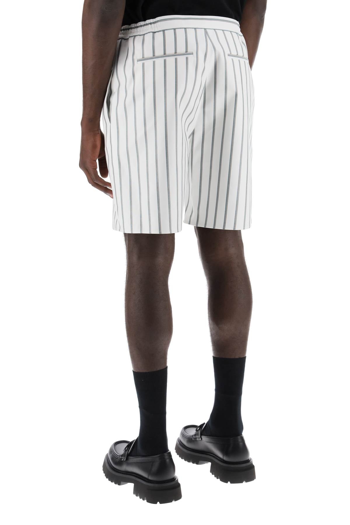 Ferragamo Striped Cotton Blend Bermuda Shorts