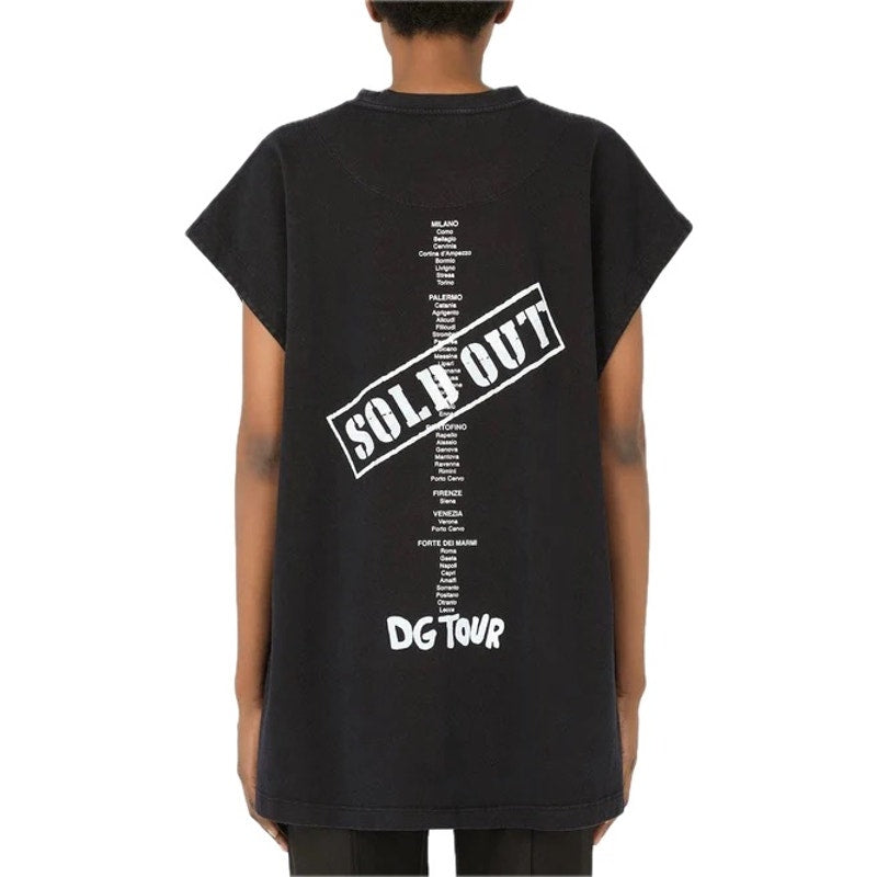 NWT Dolce & Gabbana Black D&G Fashion Tour step-hem T-Shirt IT 36 XXS