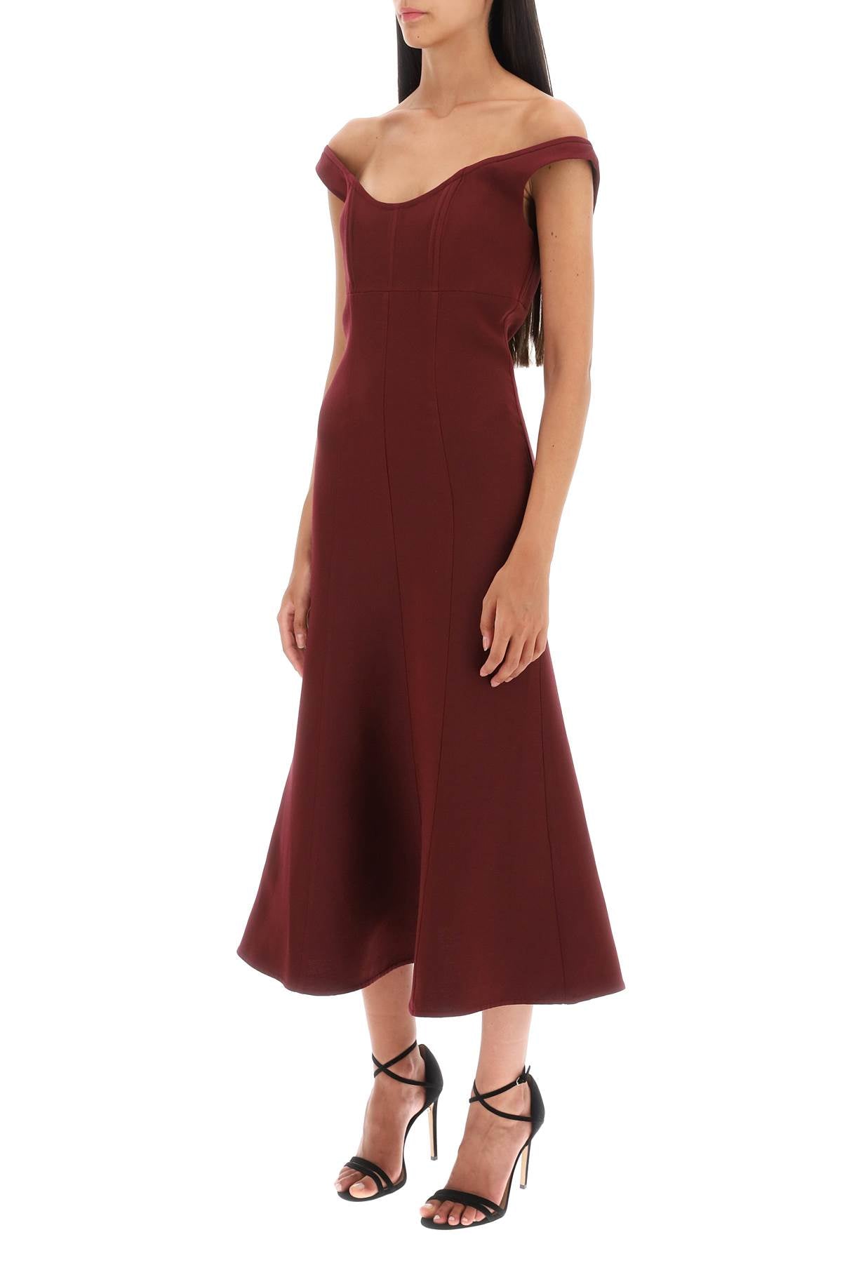 Roland Mouret Wool Silk Off-The-Shoulder Midi Dress